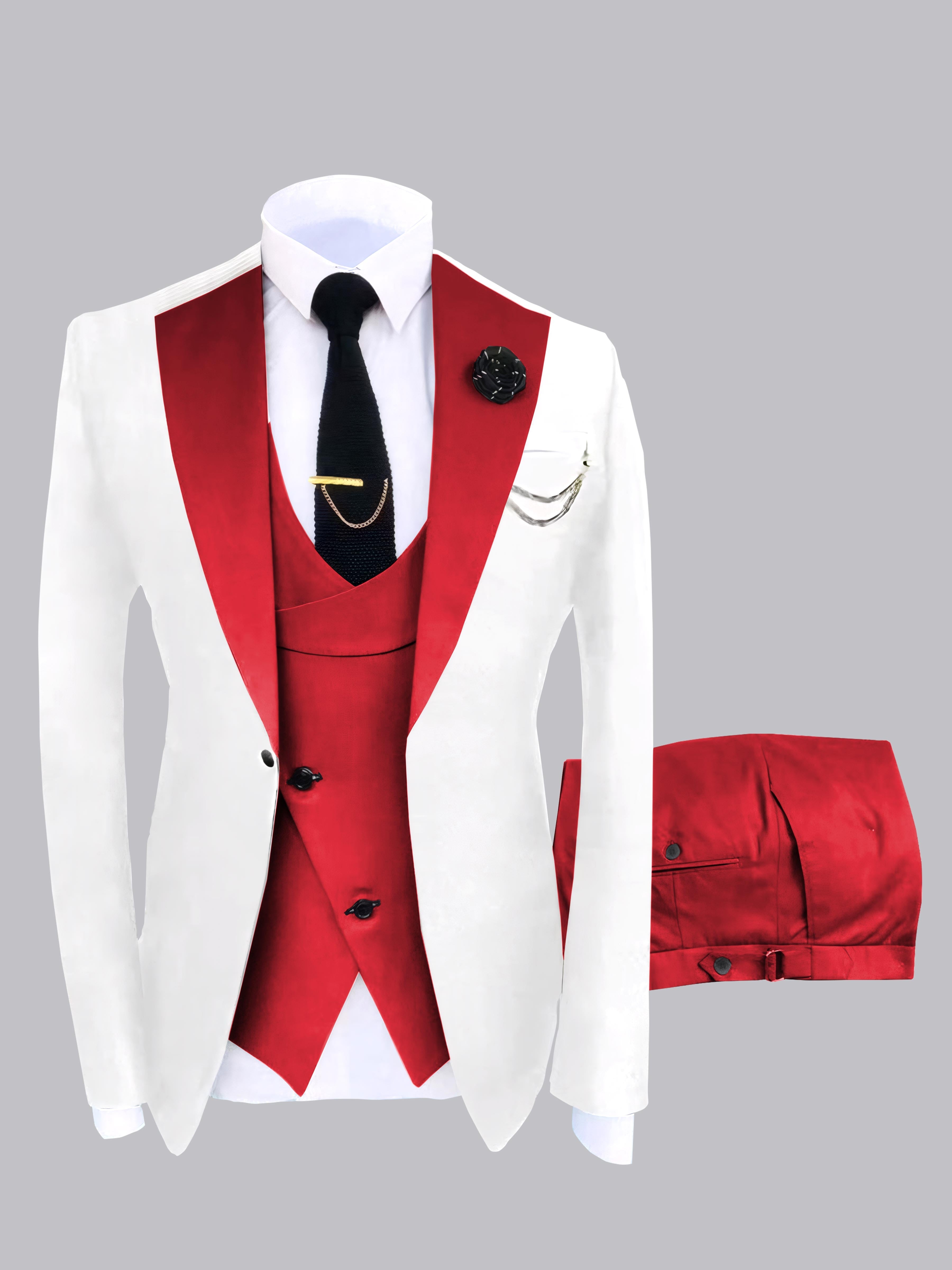 Modern Men's Contrast Colors 3 Pieces Wedding Suits