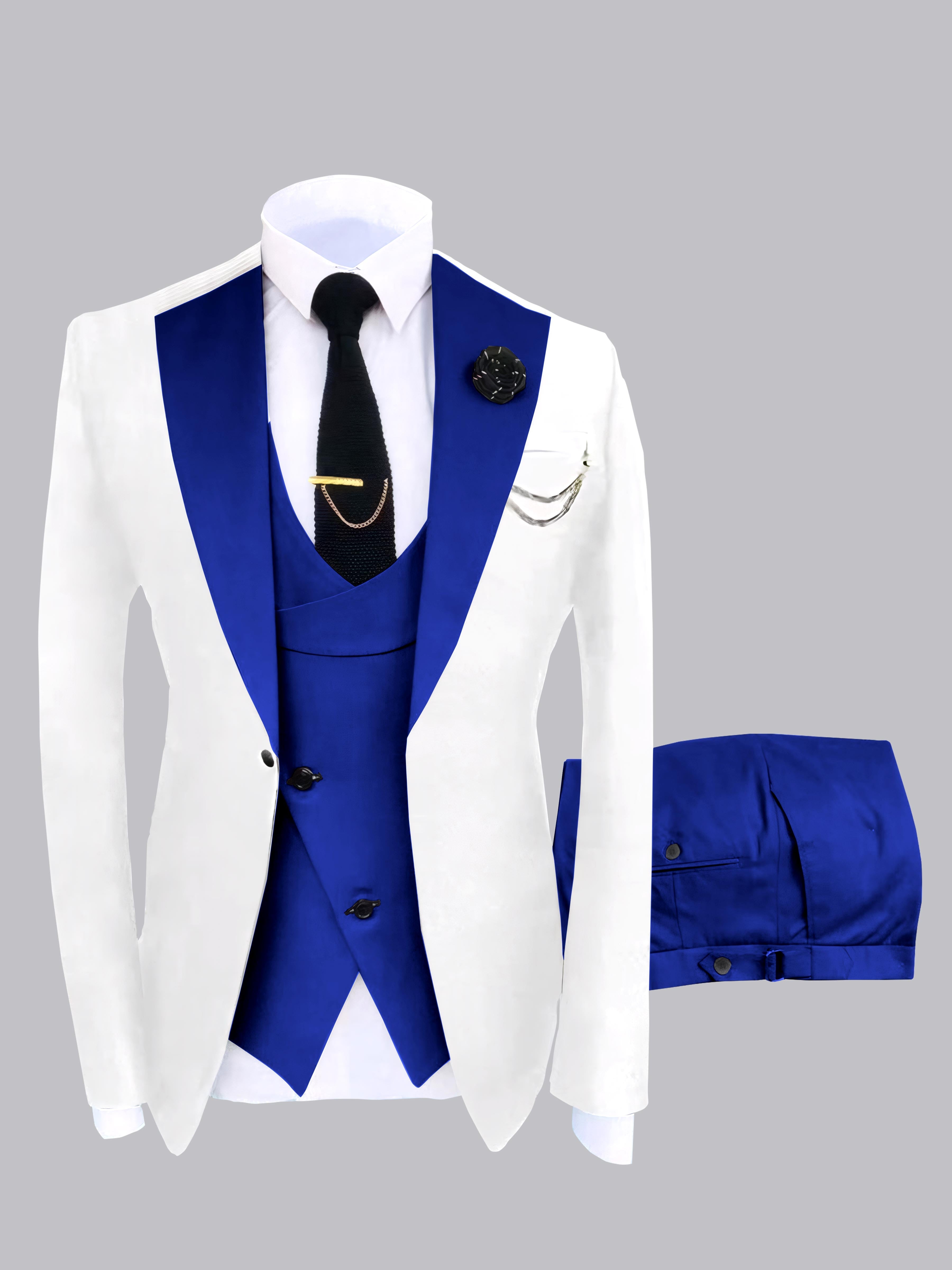 Modern Men's Contrast Colors 3 Pieces Wedding Suits