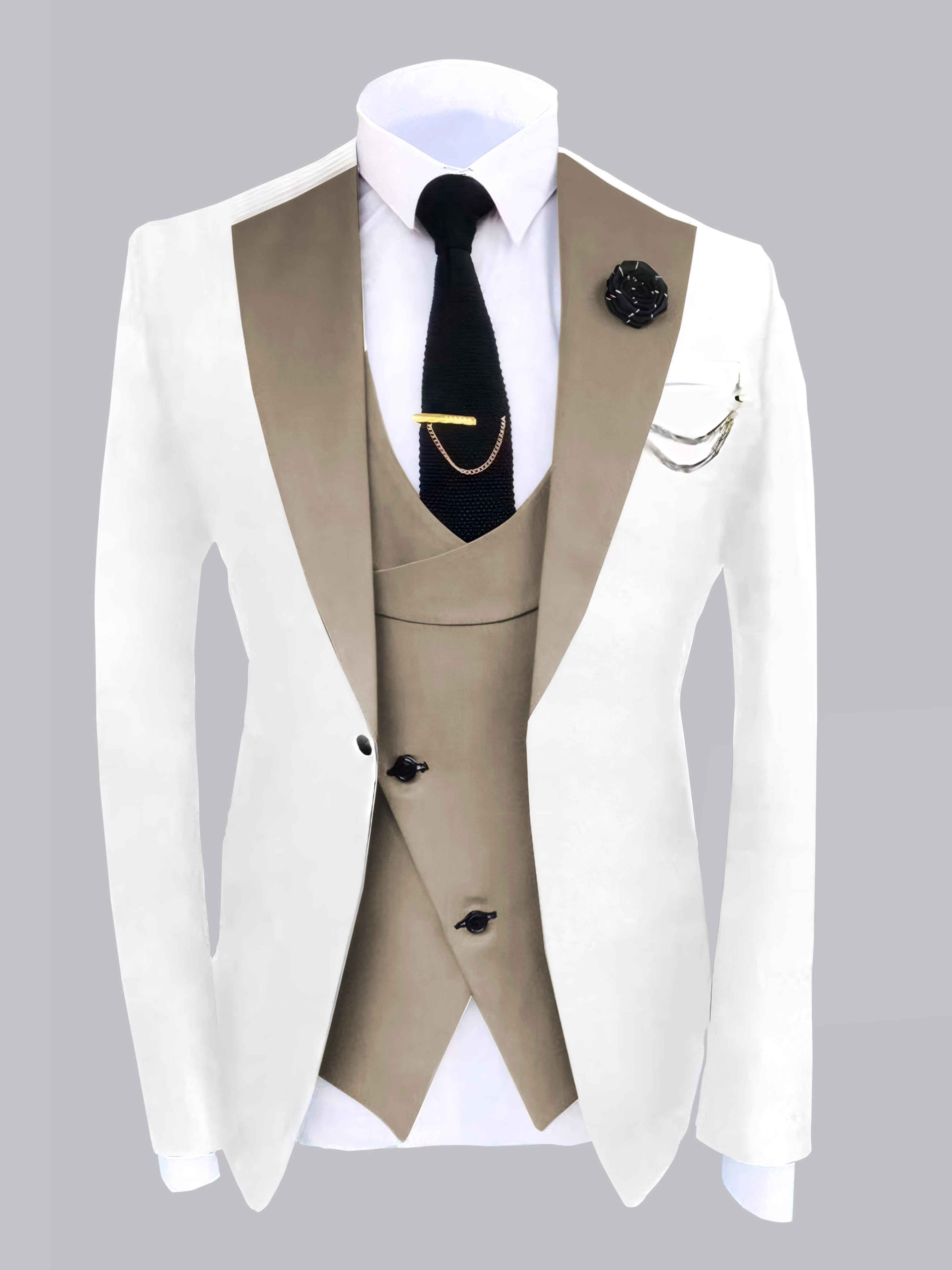 Modern Men's 2 Piece Jacket Set with Colour Block Design