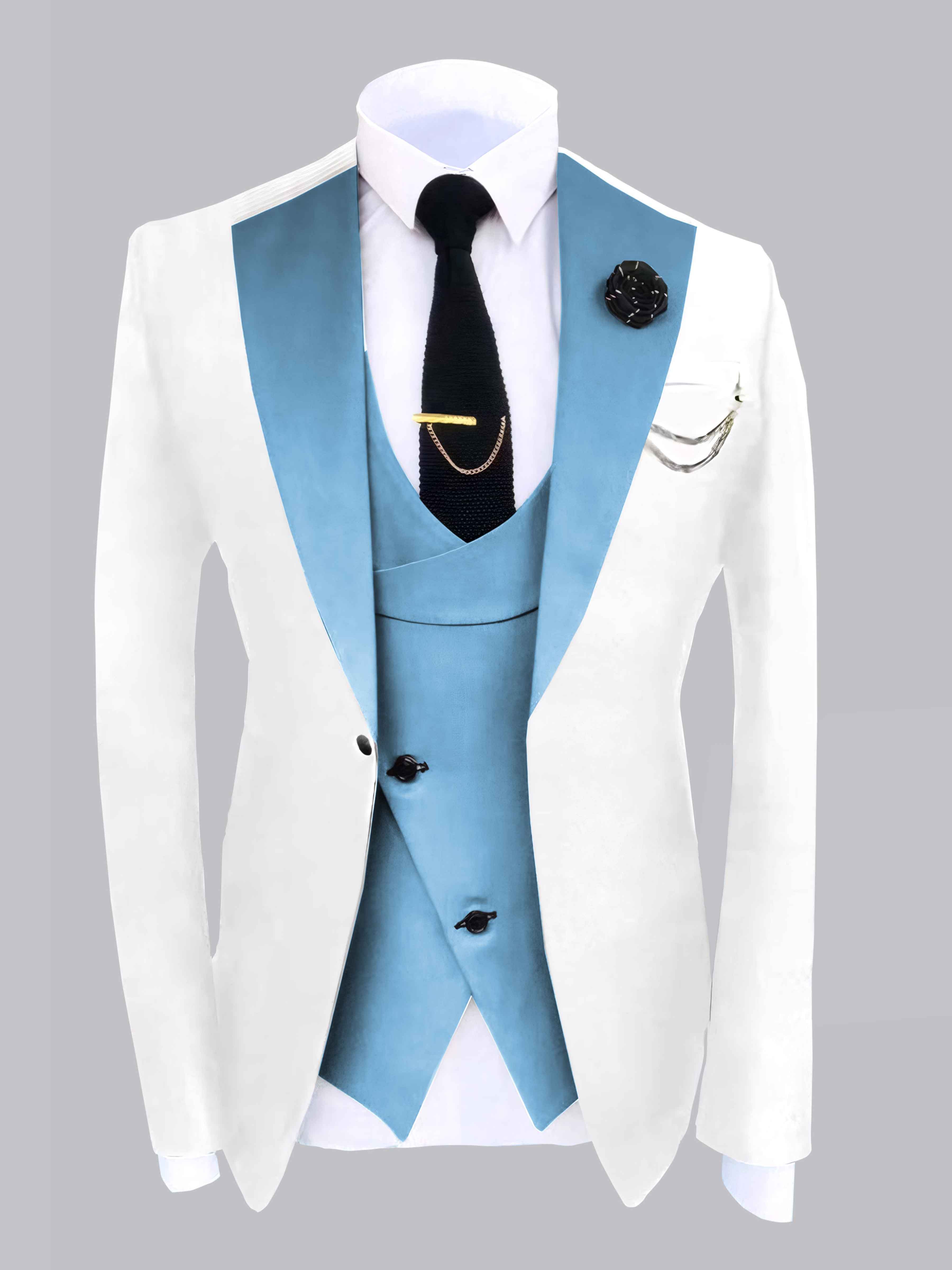 Modern Men's 2 Piece Jacket Set with Colour Block Design