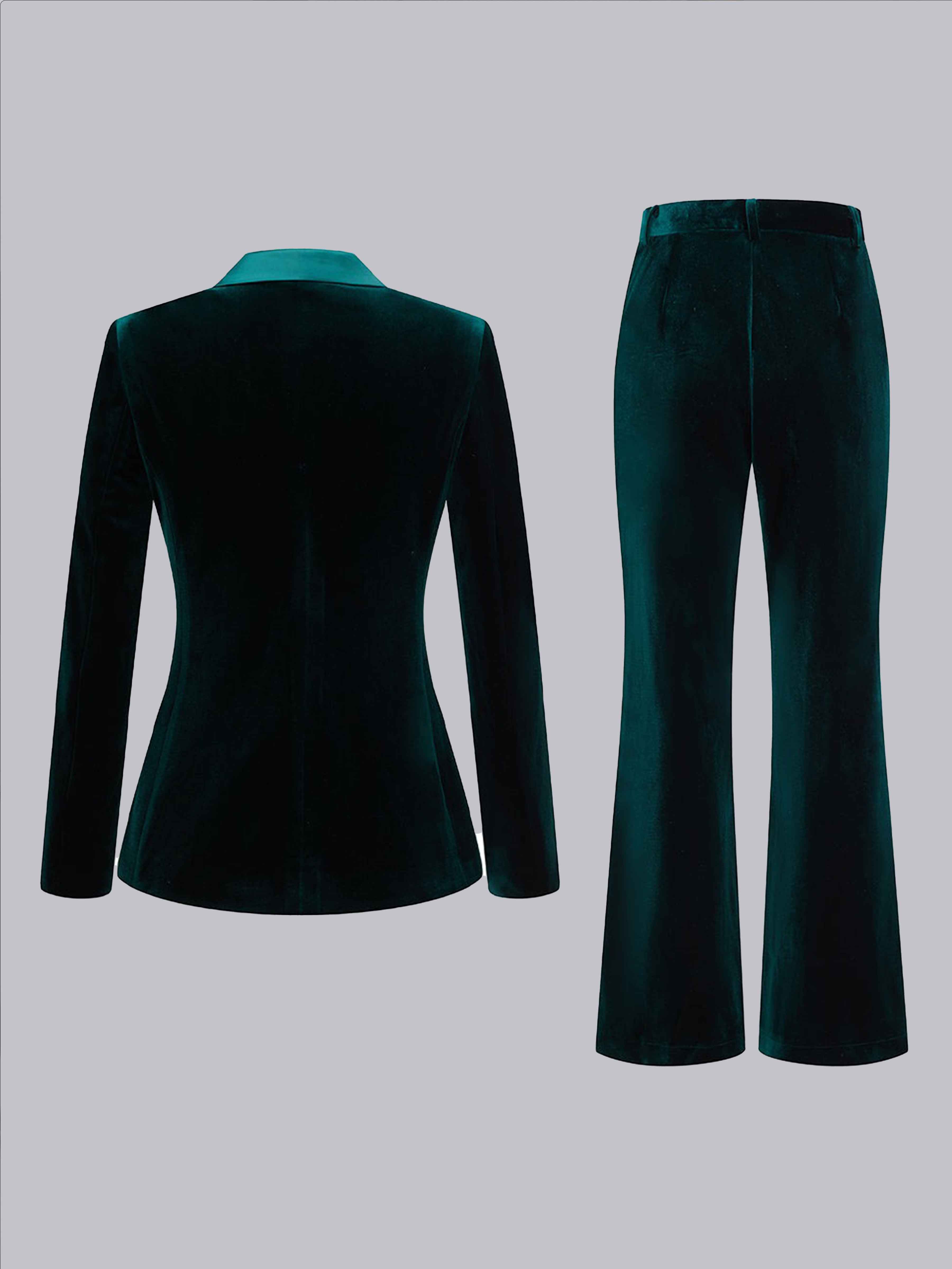 Modern Women's Velvet Slim Fit Double Breasted Formal Suit Set UK