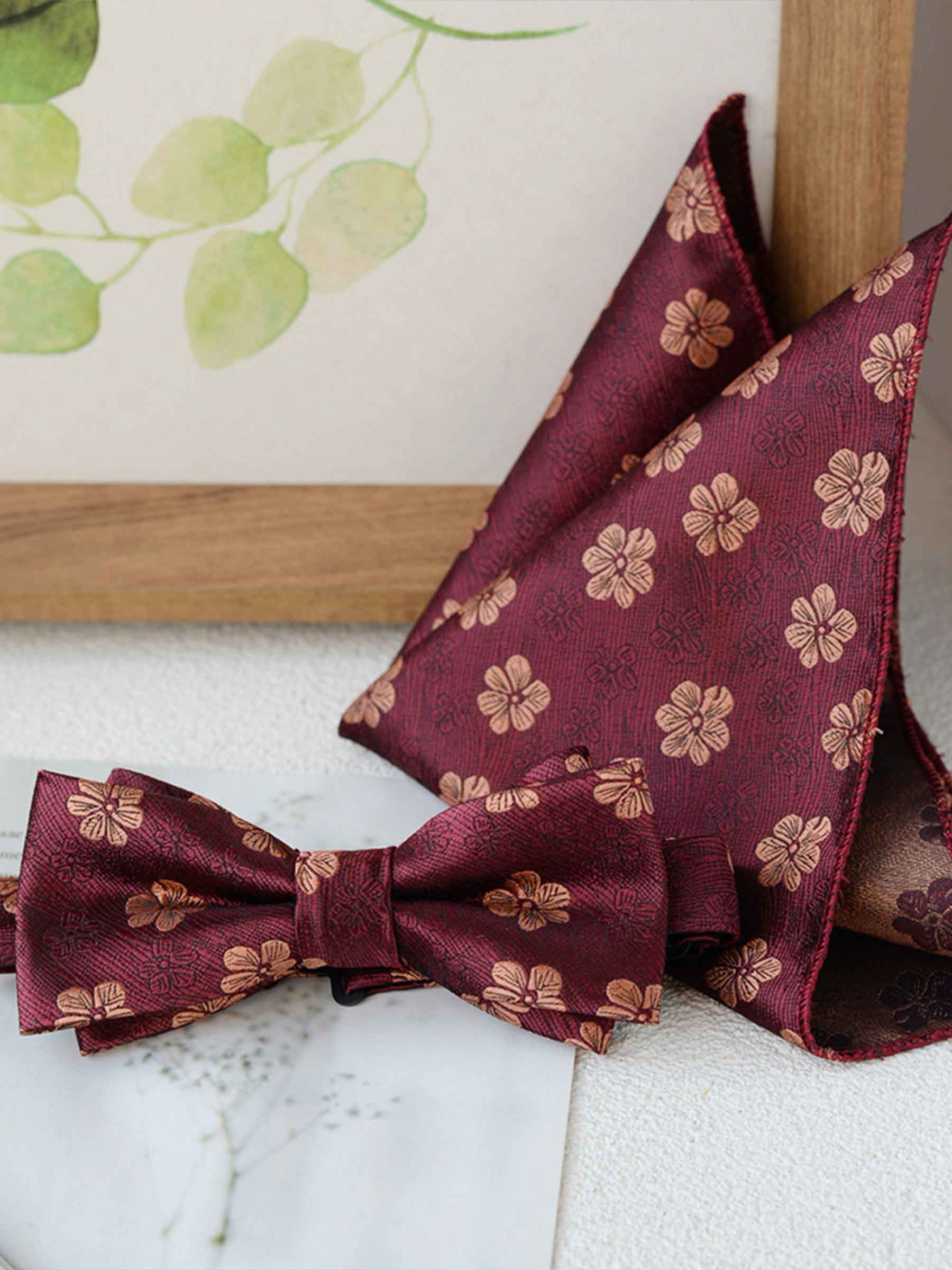 Modern Men's Bow Tie and Pocket Square Set UK