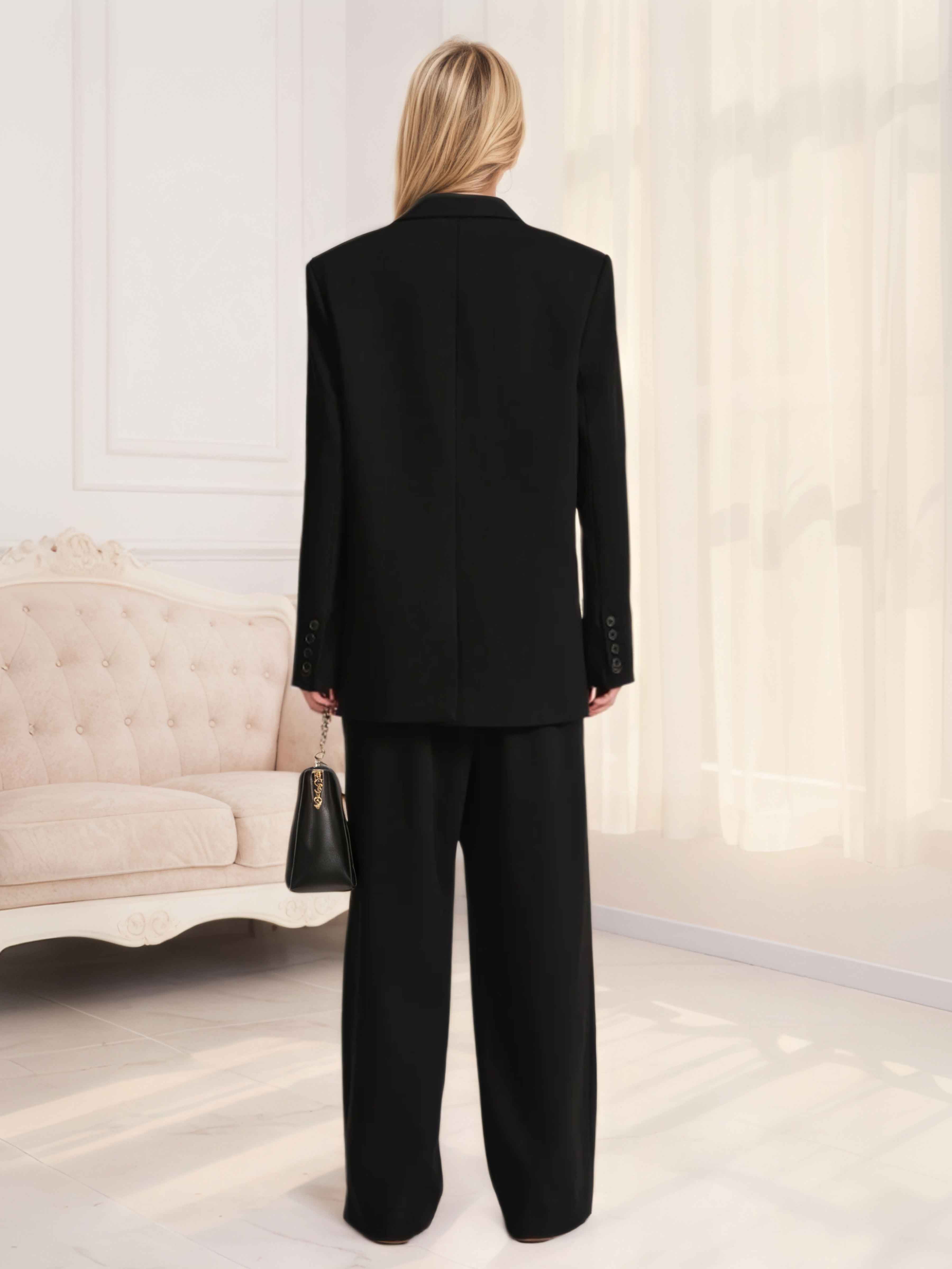 Women's One Button 2 Pieces Casual Blazer UK