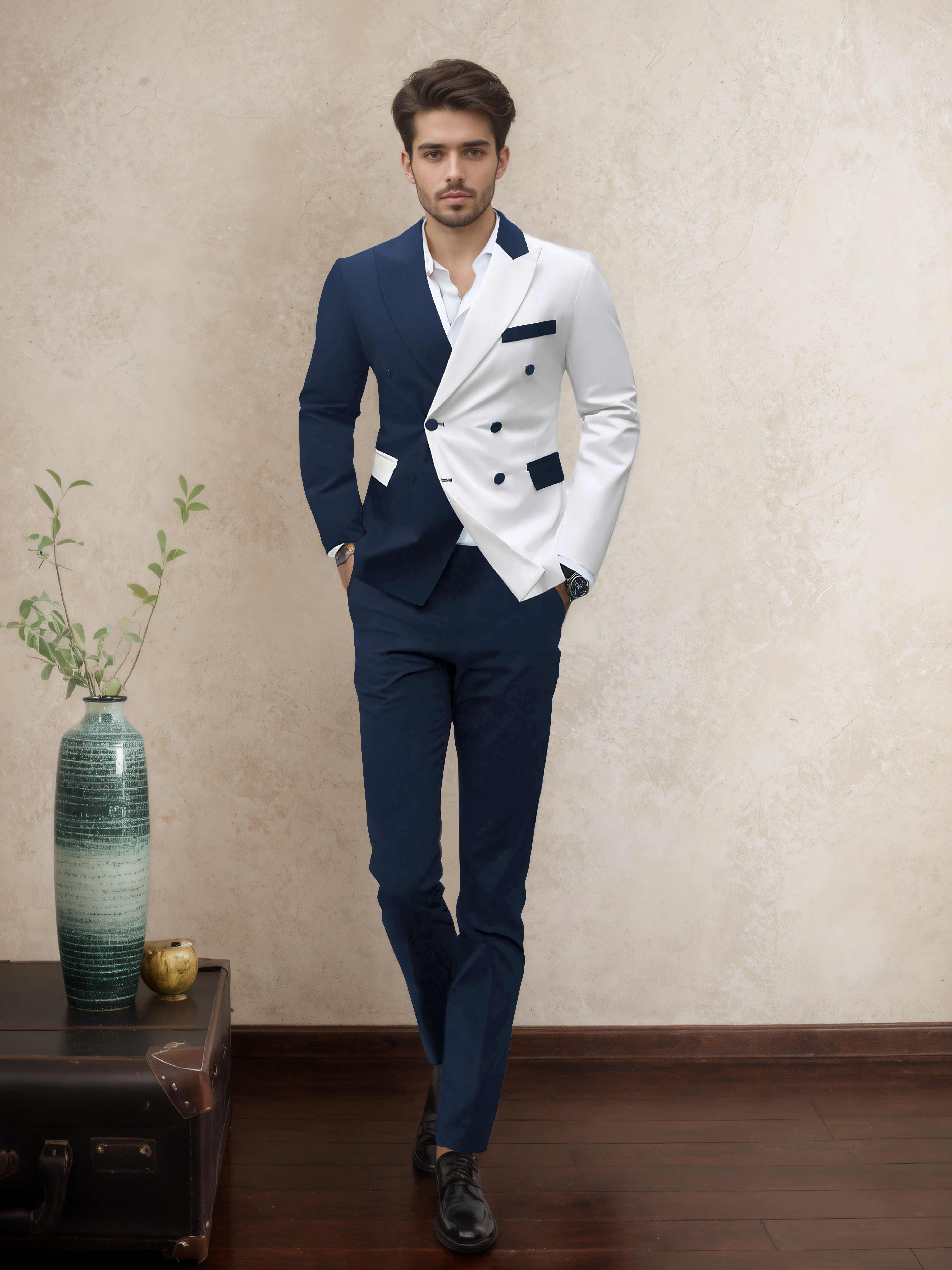 Sophisticated 2 Pieces Men’s Evening Suit Tailored Fit Double Breasted