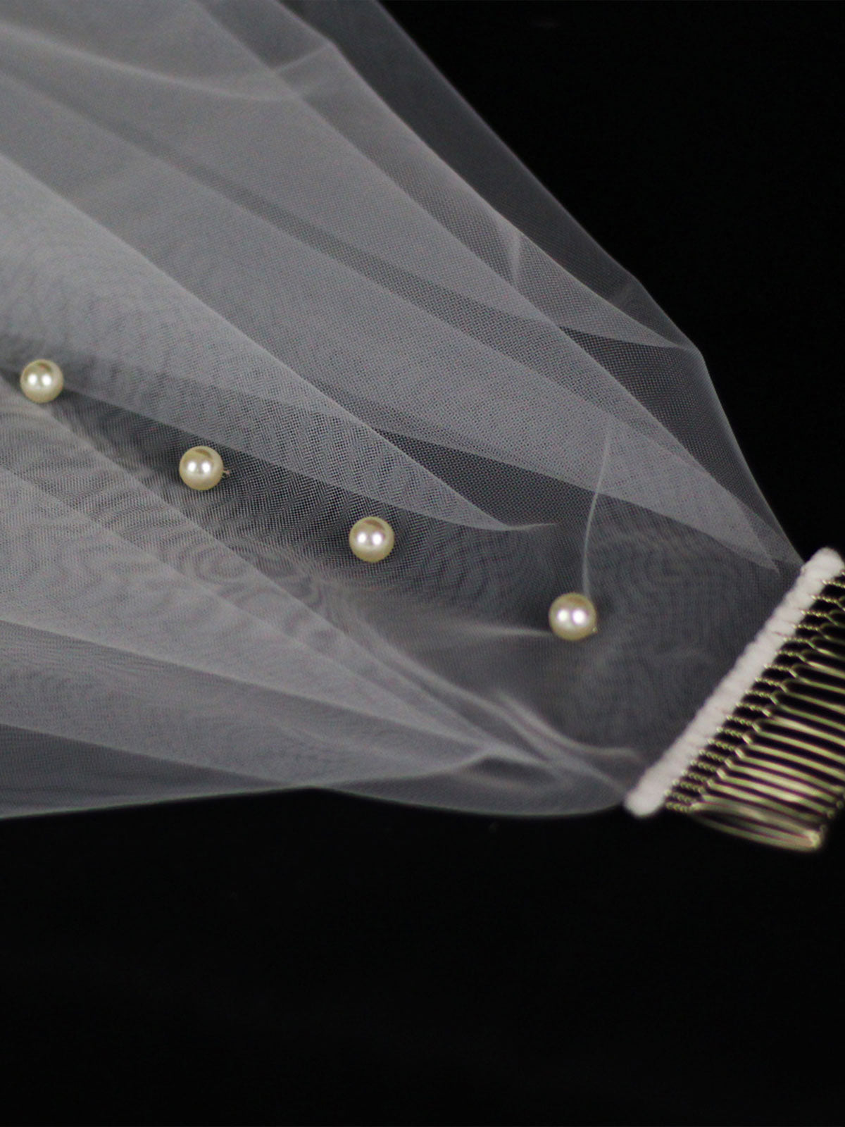 New Simple White Beading Veil