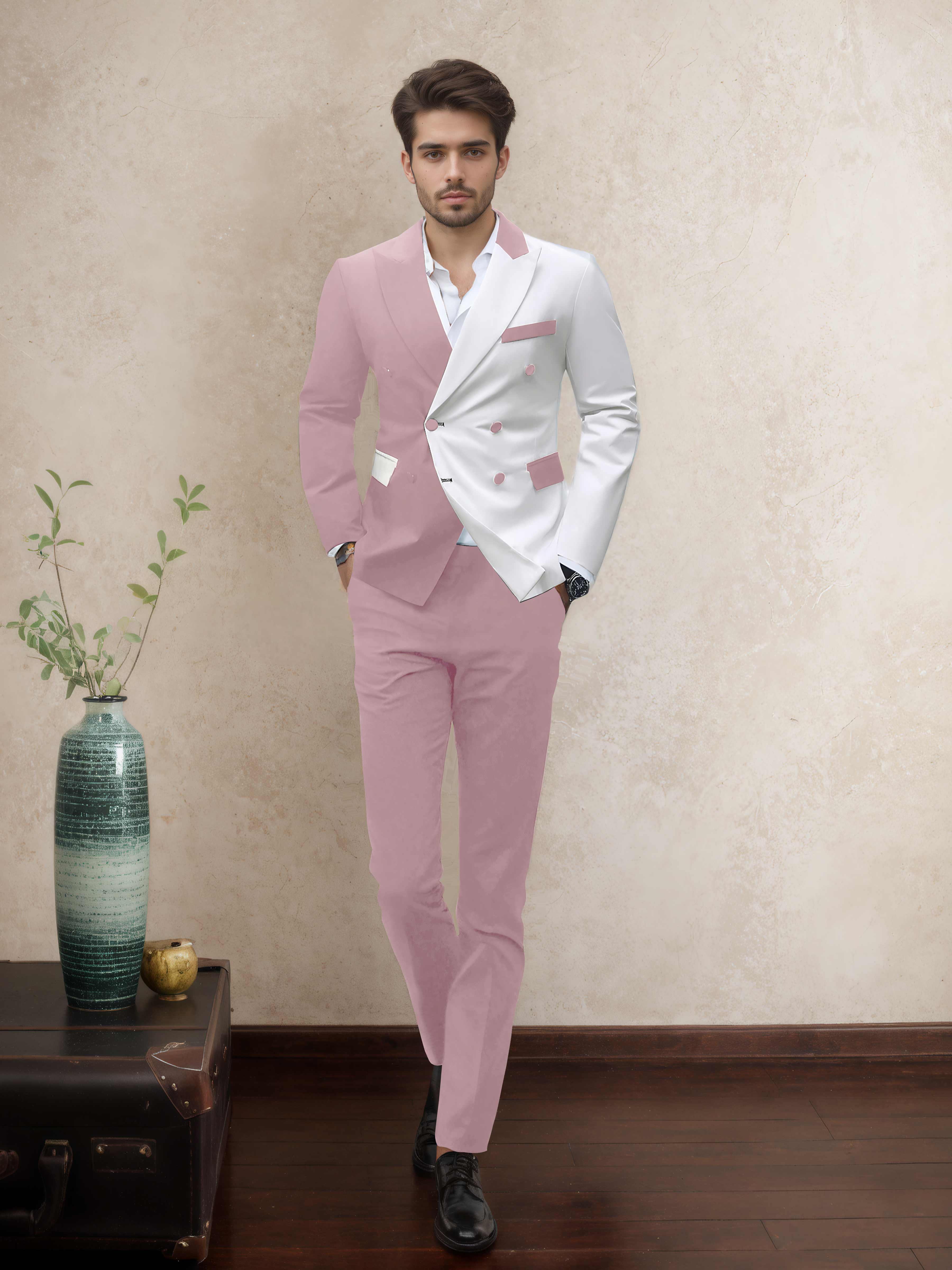 Sophisticated 2 Pieces Men’s Evening Suit Tailored Fit Double Breasted
