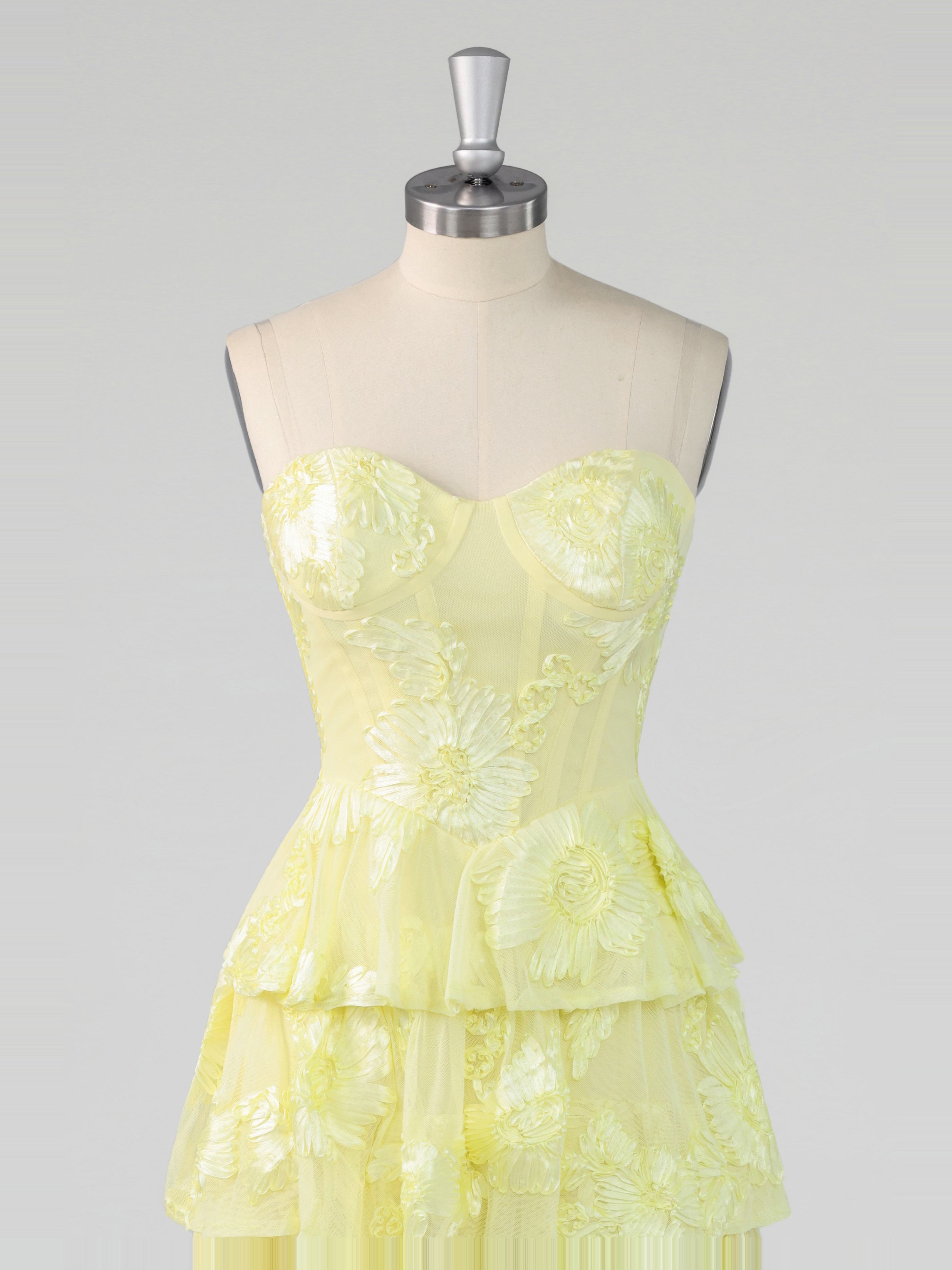 Modern A-line Strapless Tiered Ruffles Mini Party Dresses