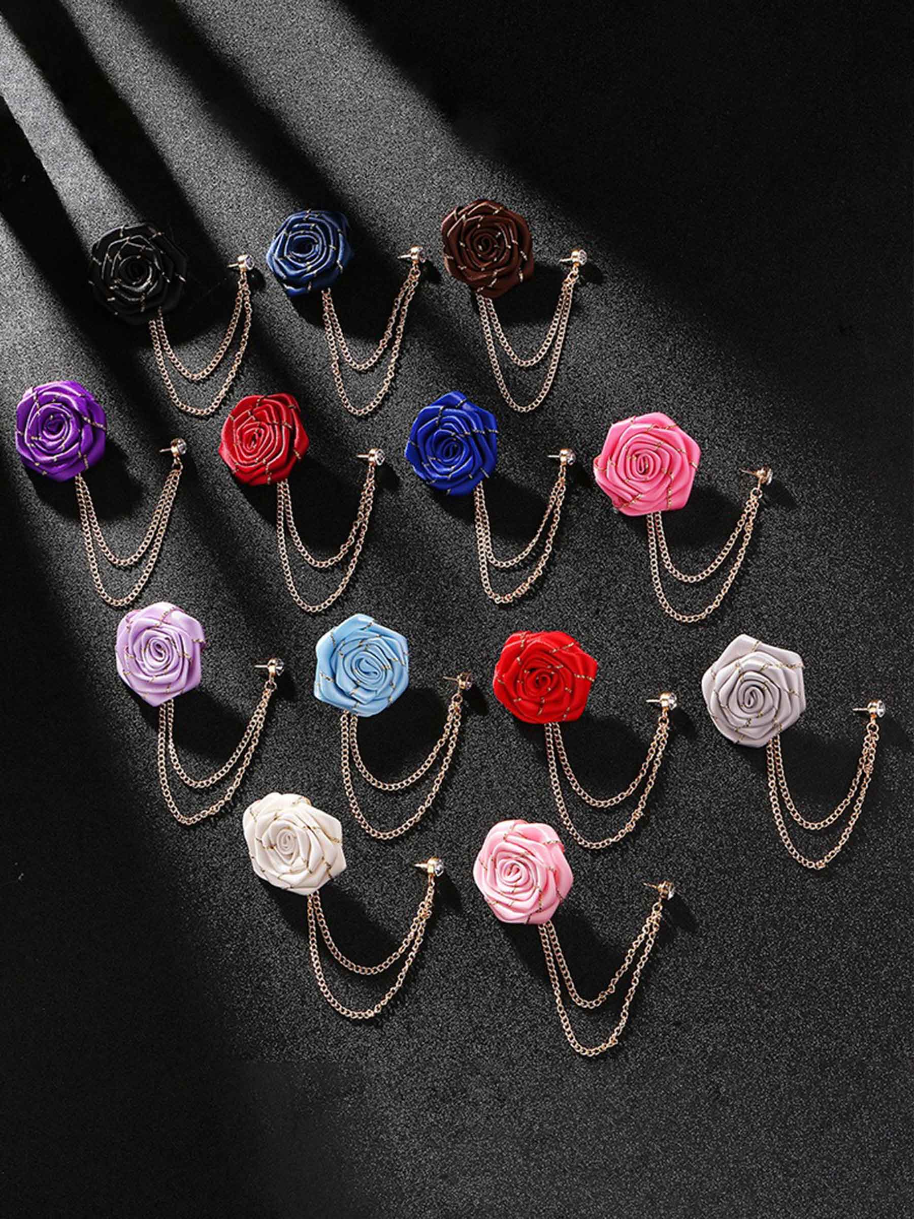 Pomuyoo Trendy Rose Flower Lapel Pins for Men's Suit UK