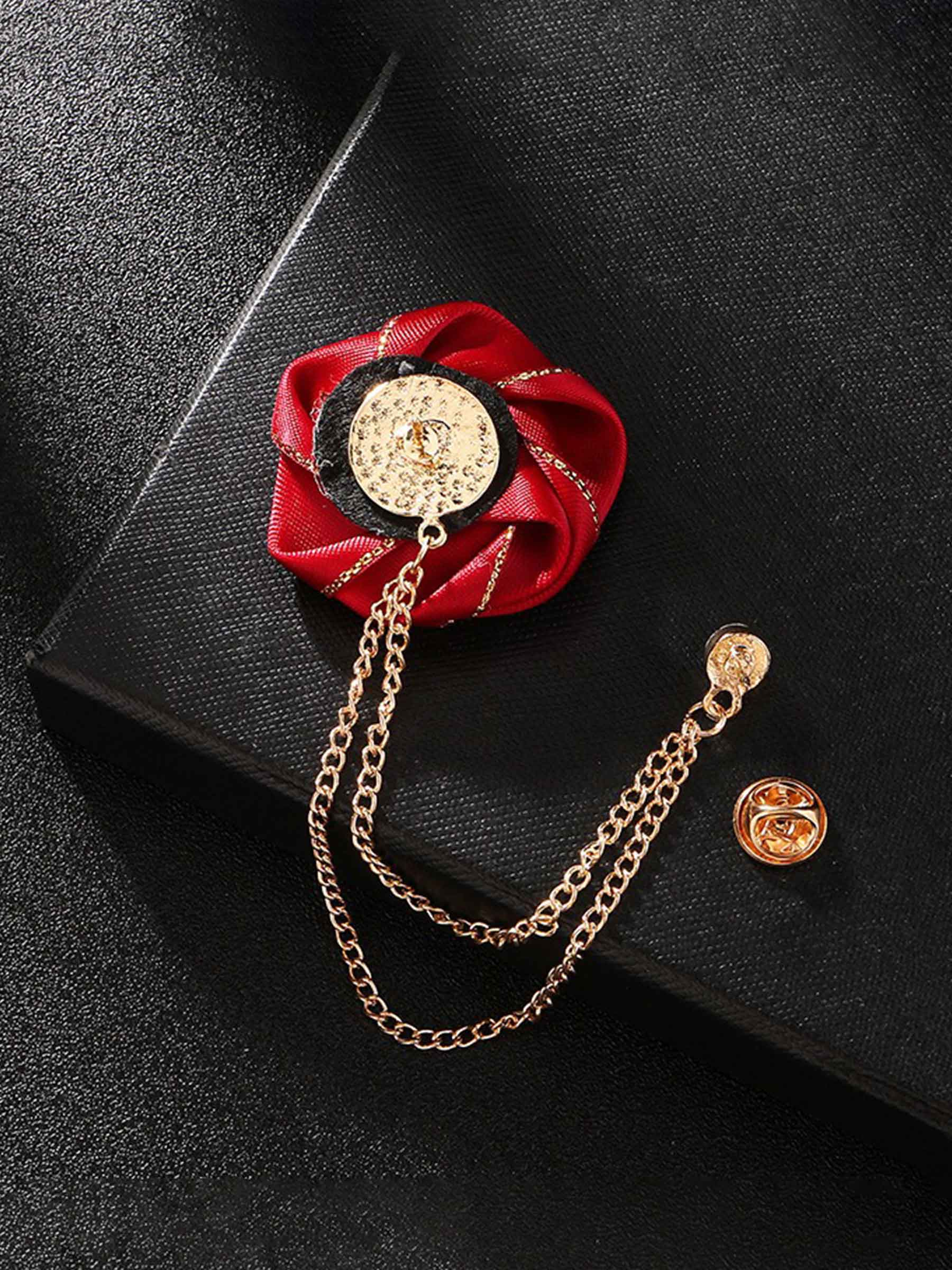 Pomuyoo Trendy Rose Flower Lapel Pins for Men's Suit UK