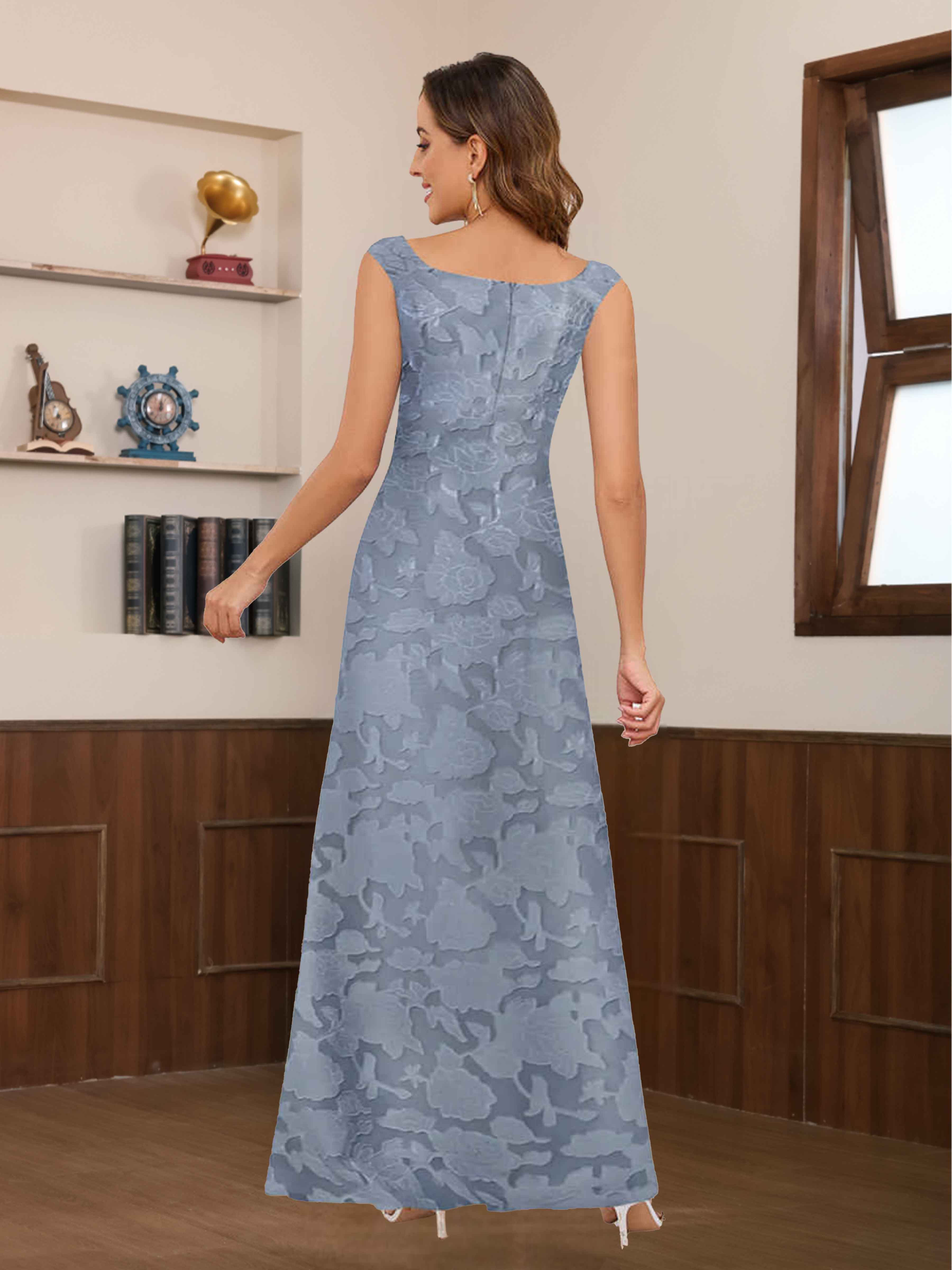 Quilla Timeless A-Line Scoop Long Floral Lace Mother of the Bride Dresses