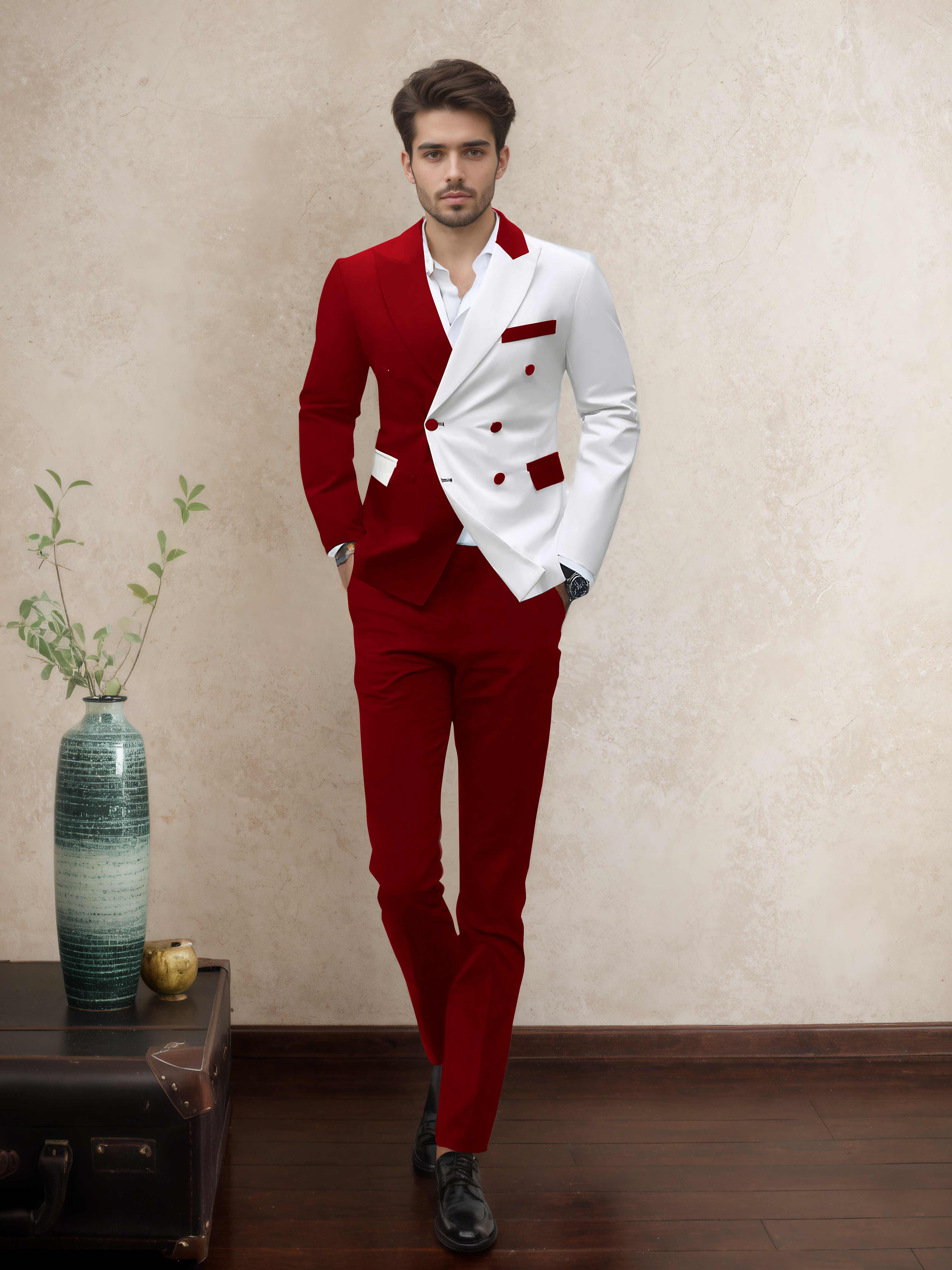 Sophisticated 2 Pieces Men’s Evening Suit Tailored Fit Double Breasted