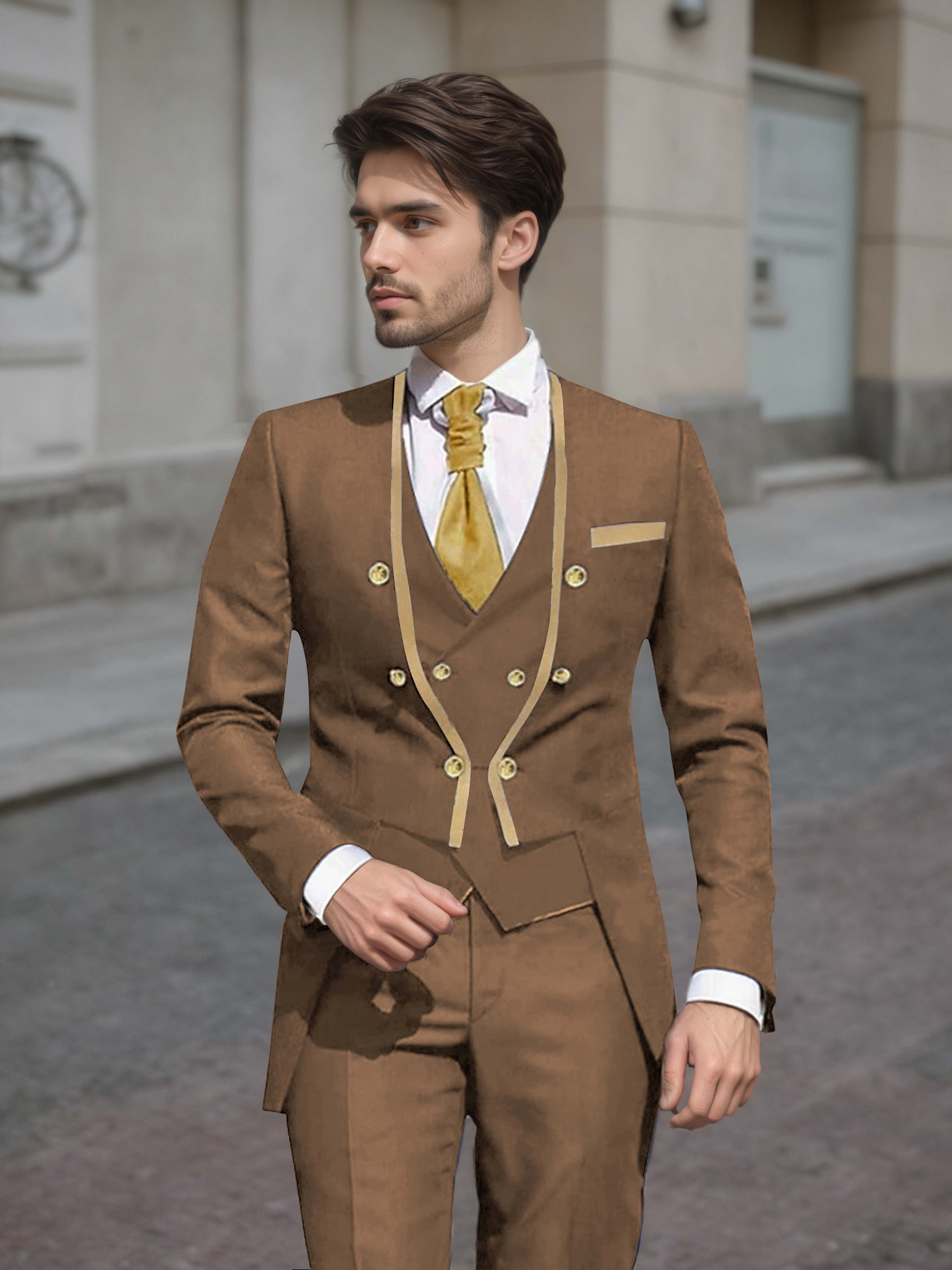 Refined Men's Double Breasted 3 Pieces Wedding Suits UK