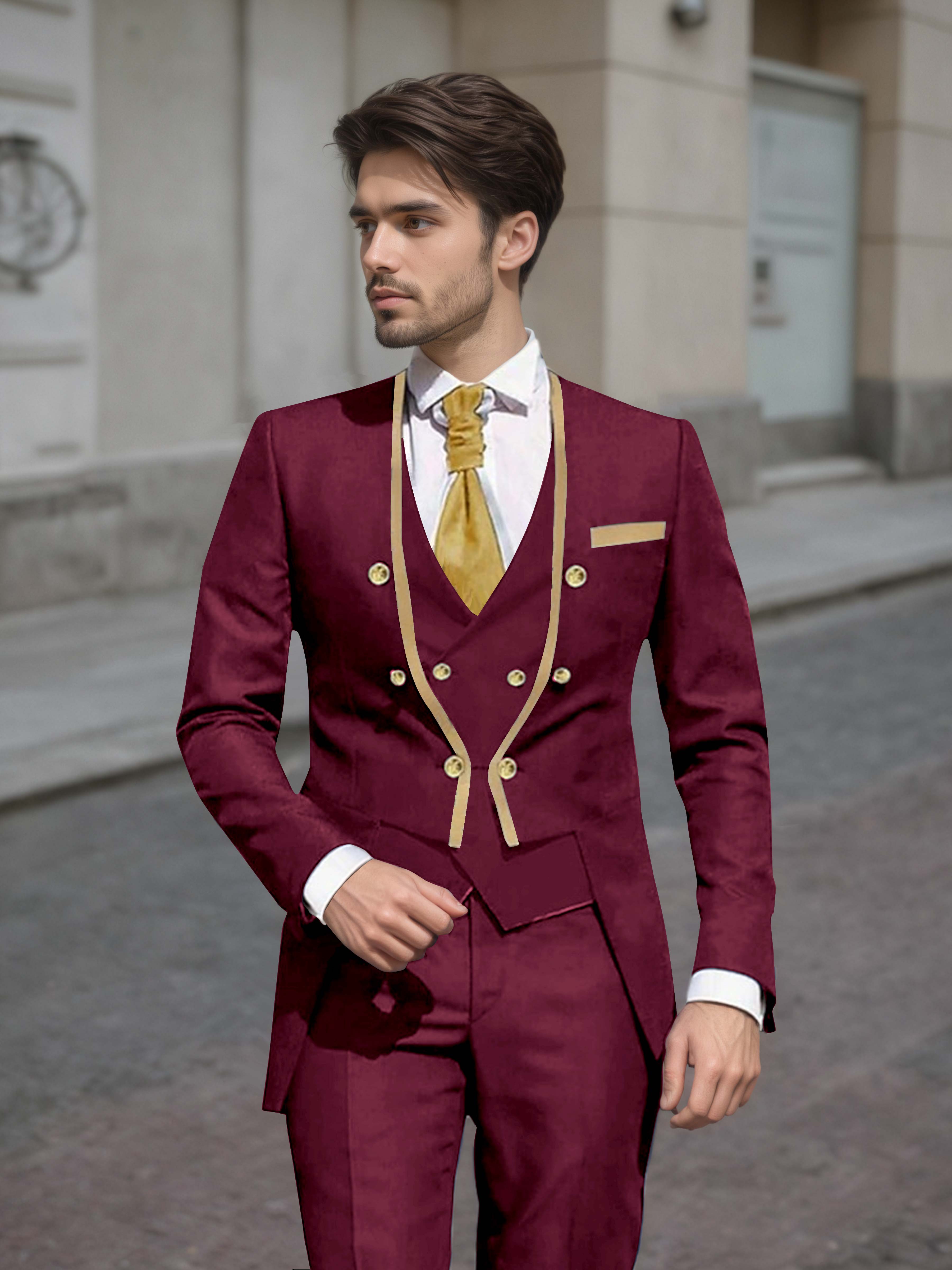 Refined Men's Double Breasted 3 Pieces Wedding Suits UK