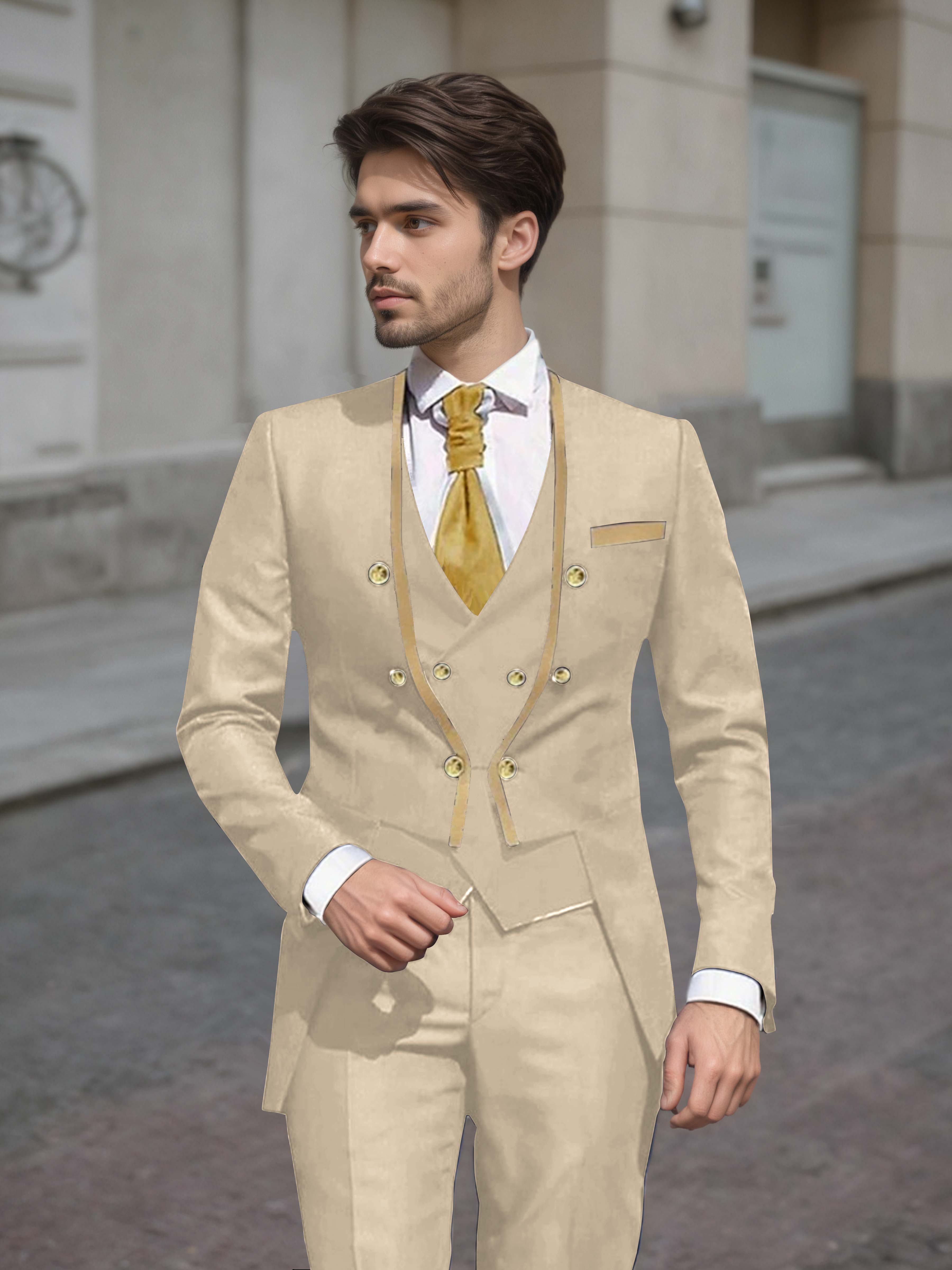 Refined Men's Double Breasted 3 Pieces Wedding Suits UK