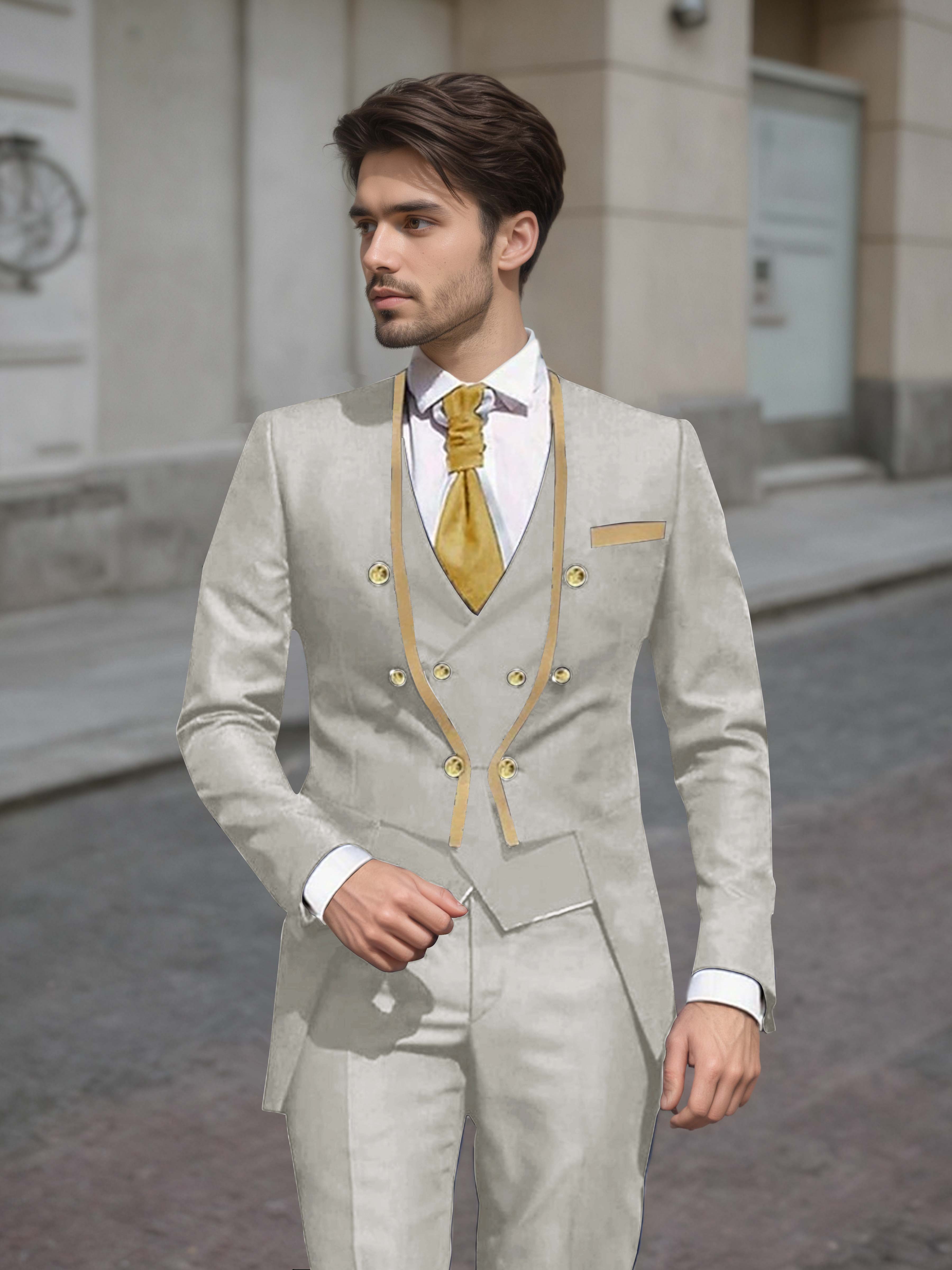 Refined Men's Double Breasted 3 Pieces Wedding Suits UK