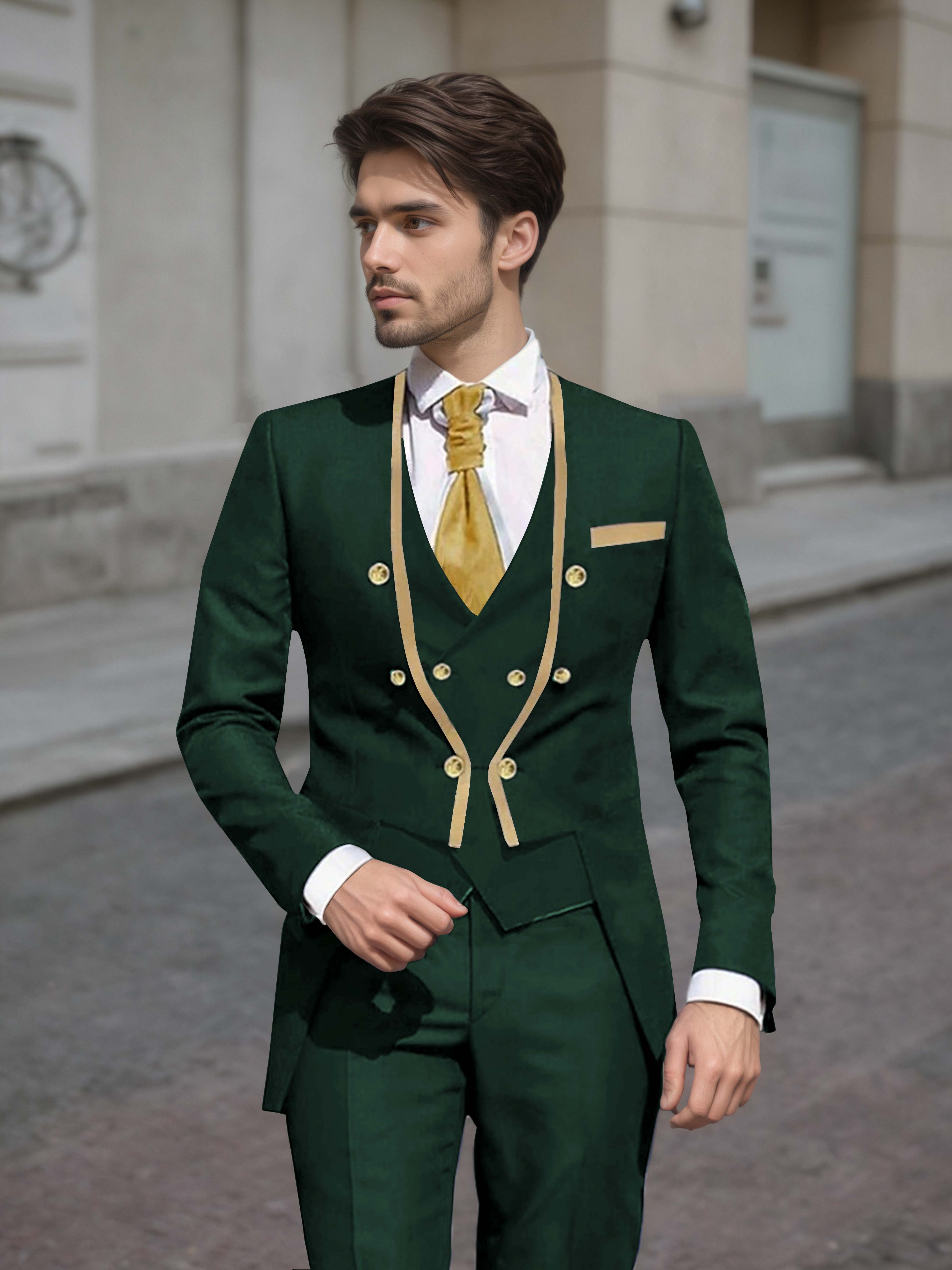 Refined Men's Double Breasted 3 Pieces Wedding Suits UK