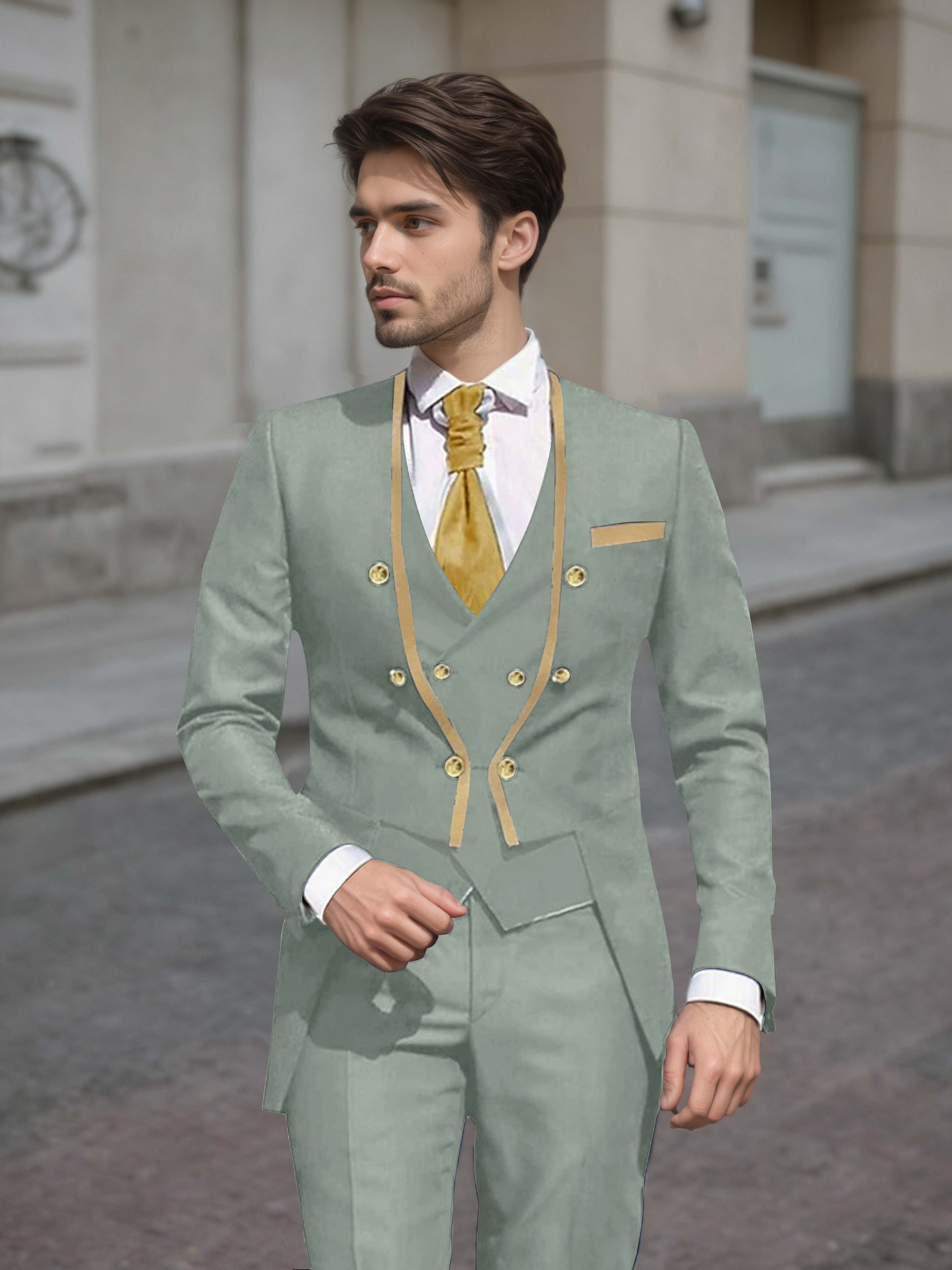 Refined Men's Double Breasted 3 Pieces Wedding Suits UK