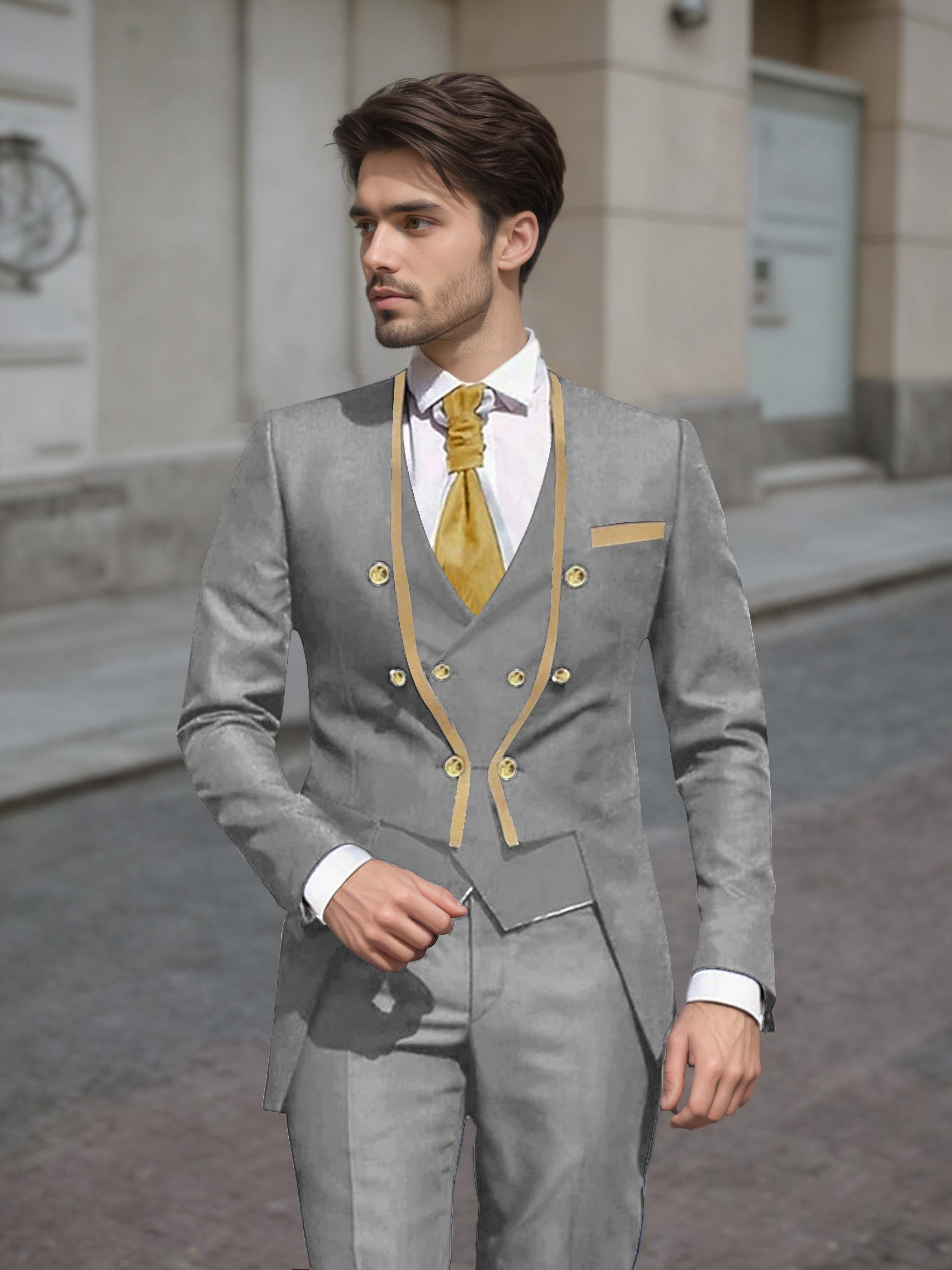 Refined Men's Double Breasted 3 Pieces Wedding Suits UK