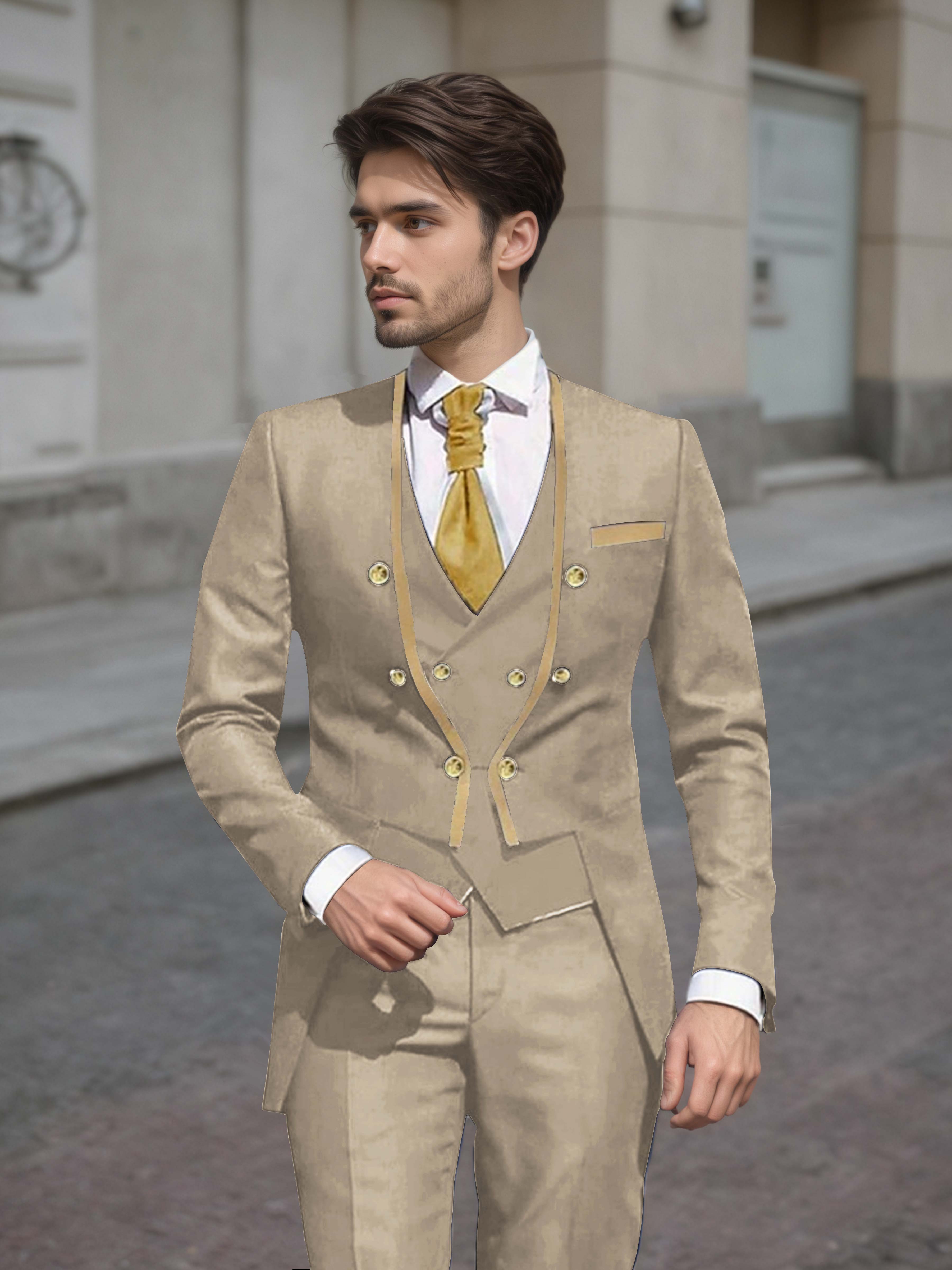 Refined Men's Double Breasted 3 Pieces Wedding Suits UK