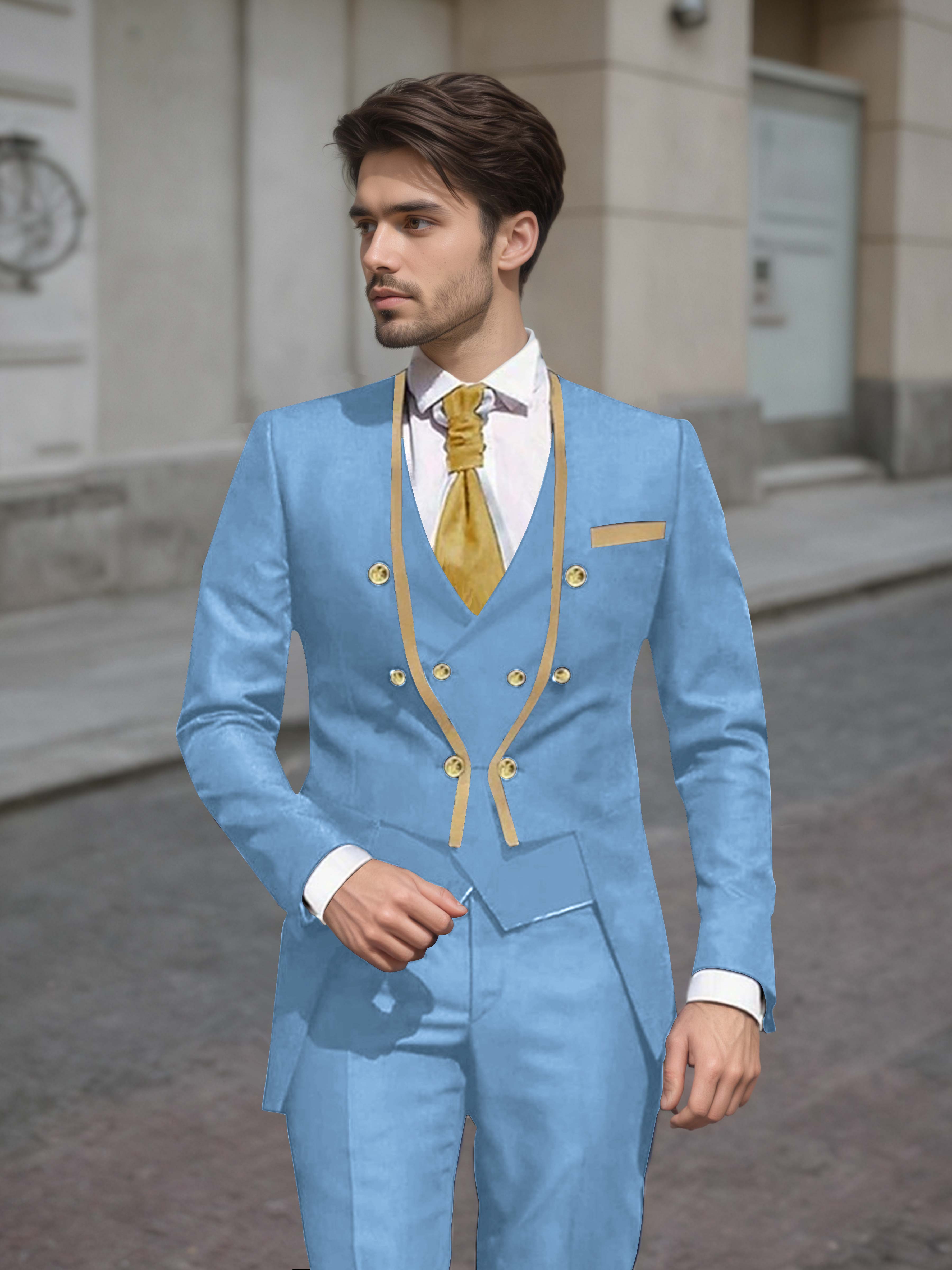 Refined Men's Double Breasted 3 Pieces Wedding Suits UK