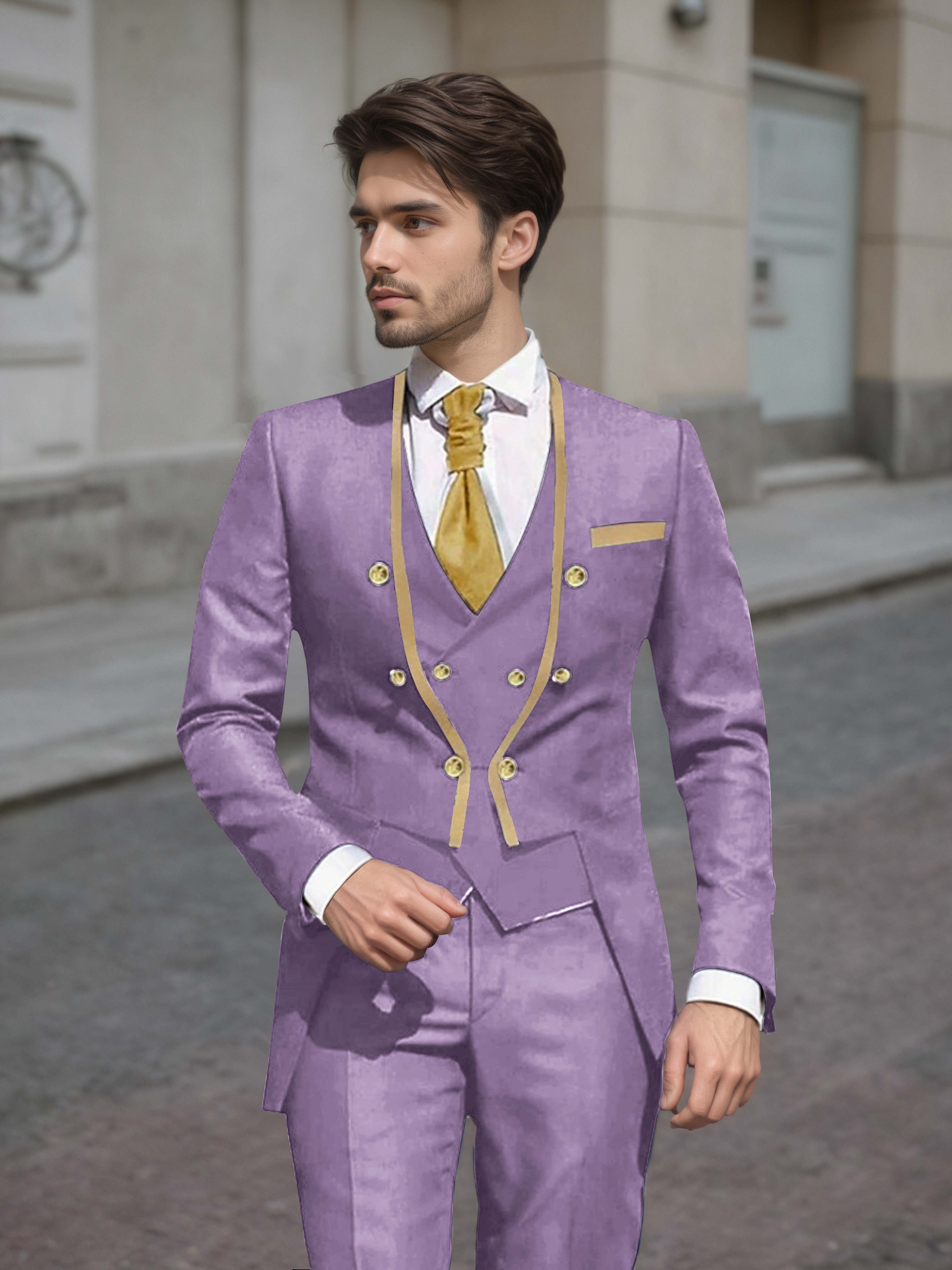 Refined Men's Double Breasted 3 Pieces Wedding Suits UK