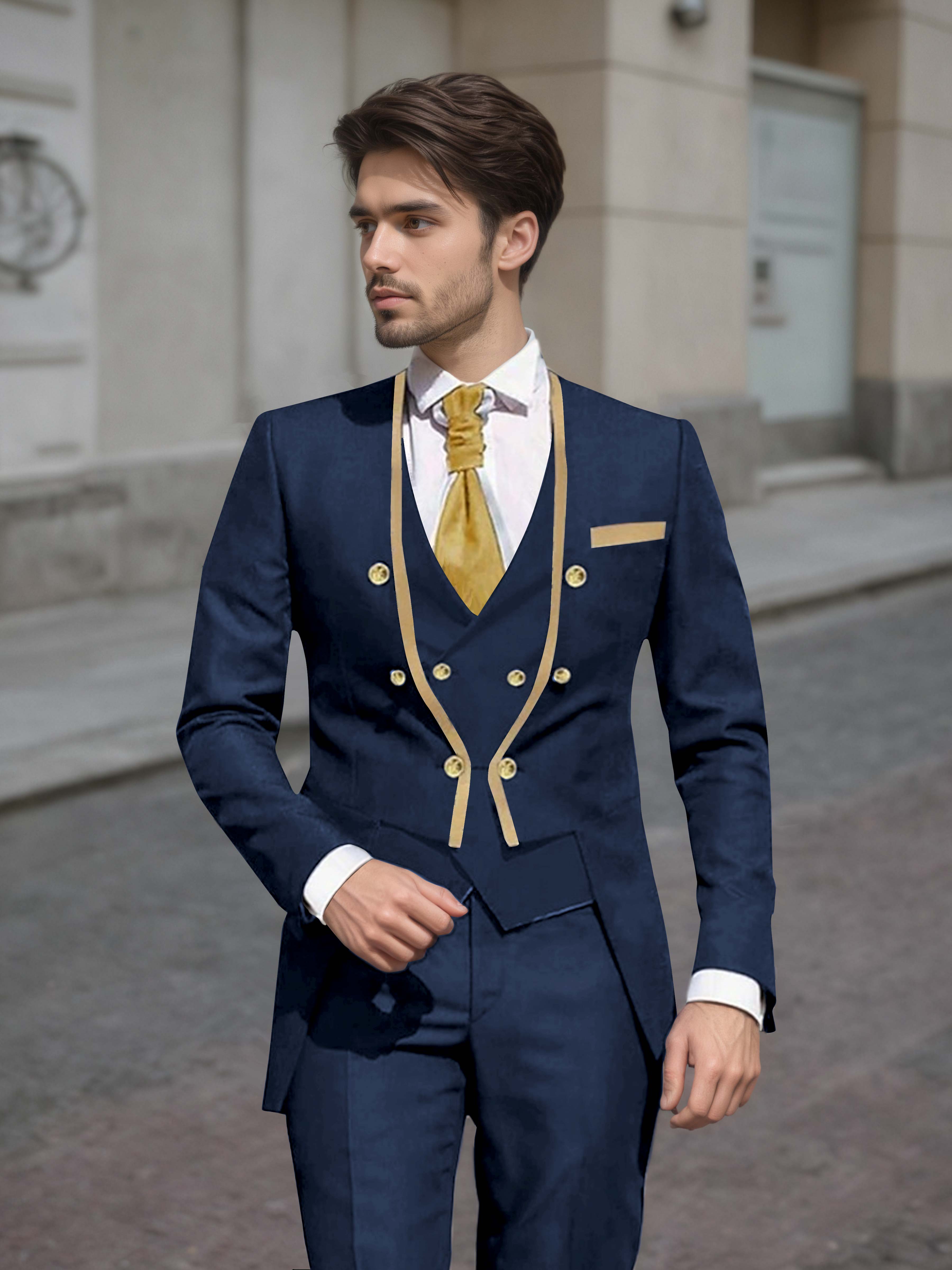 Refined Men's Double Breasted 3 Pieces Wedding Suits UK