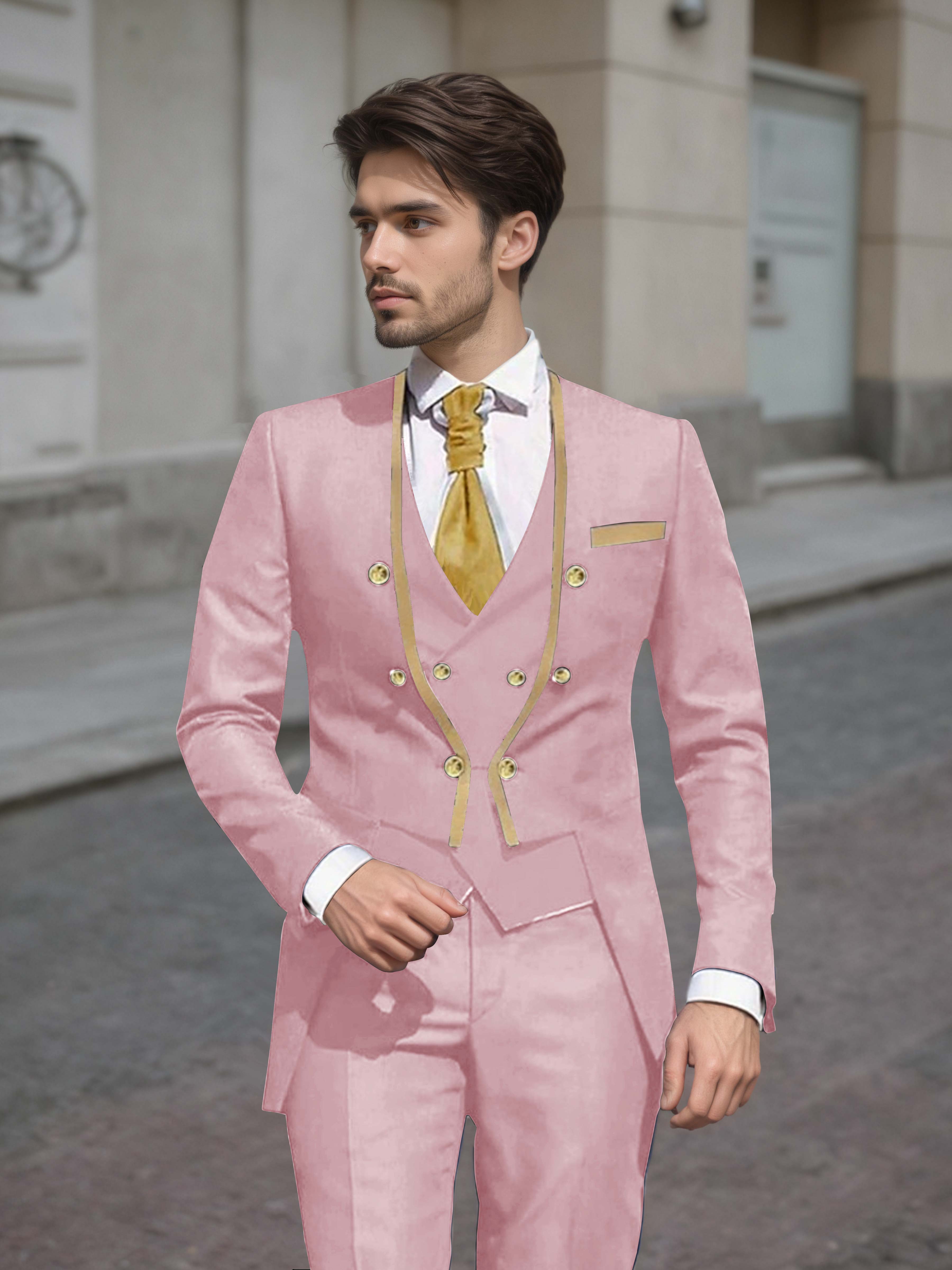 Refined Men's Double Breasted 3 Pieces Wedding Suits UK