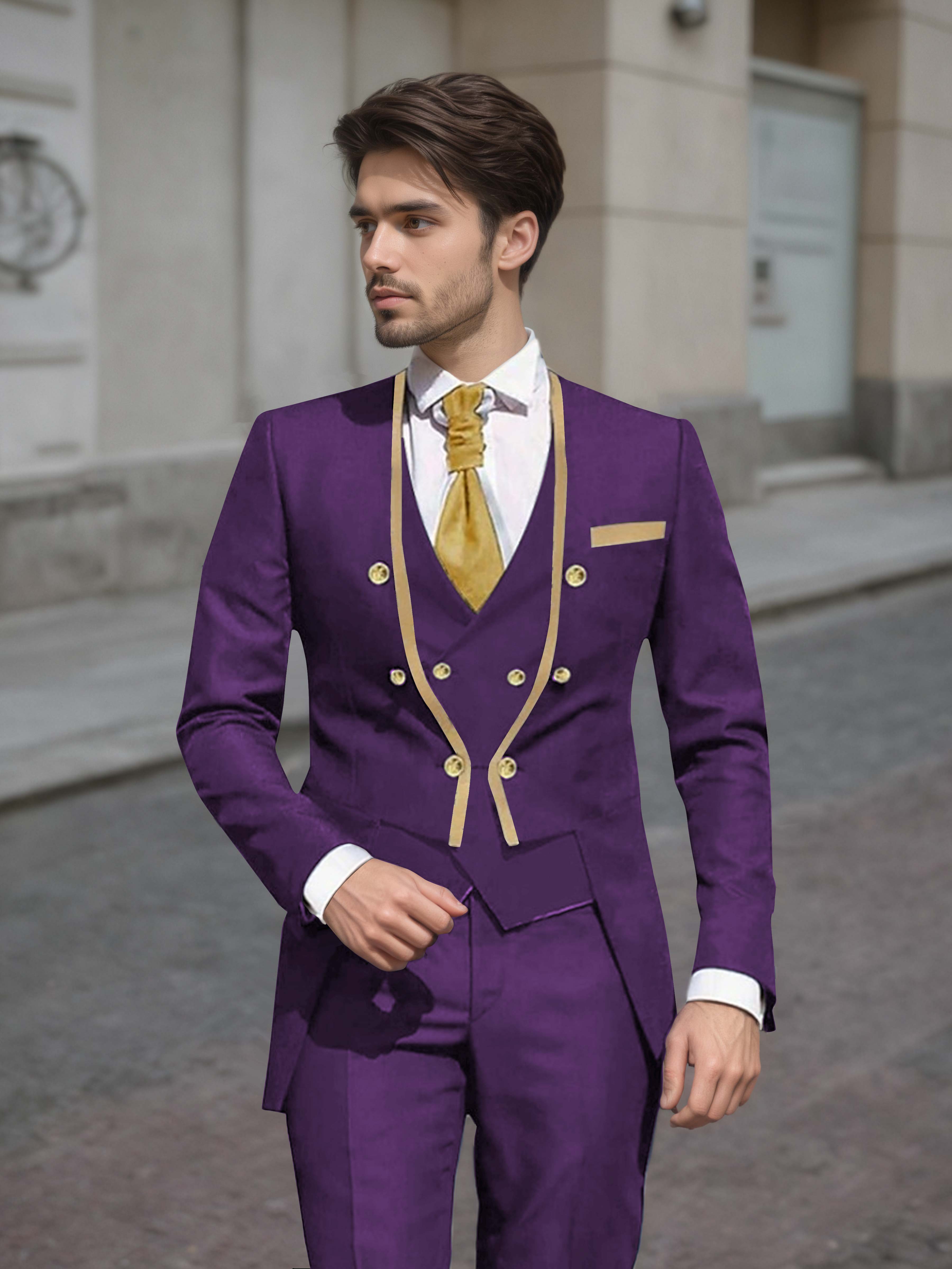 Refined Men's Double Breasted 3 Pieces Wedding Suits UK