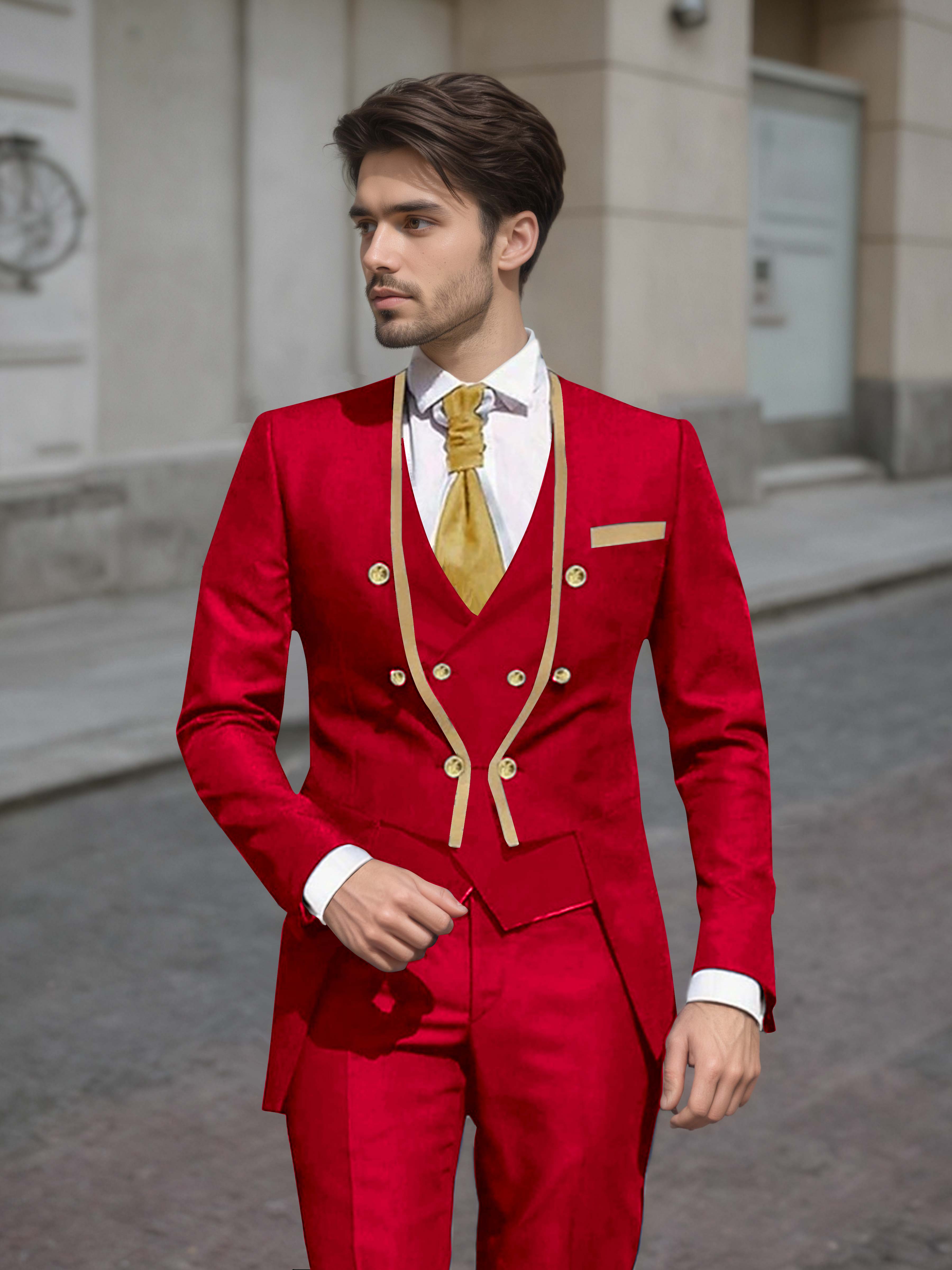 Refined Men's Double Breasted 3 Pieces Wedding Suits UK