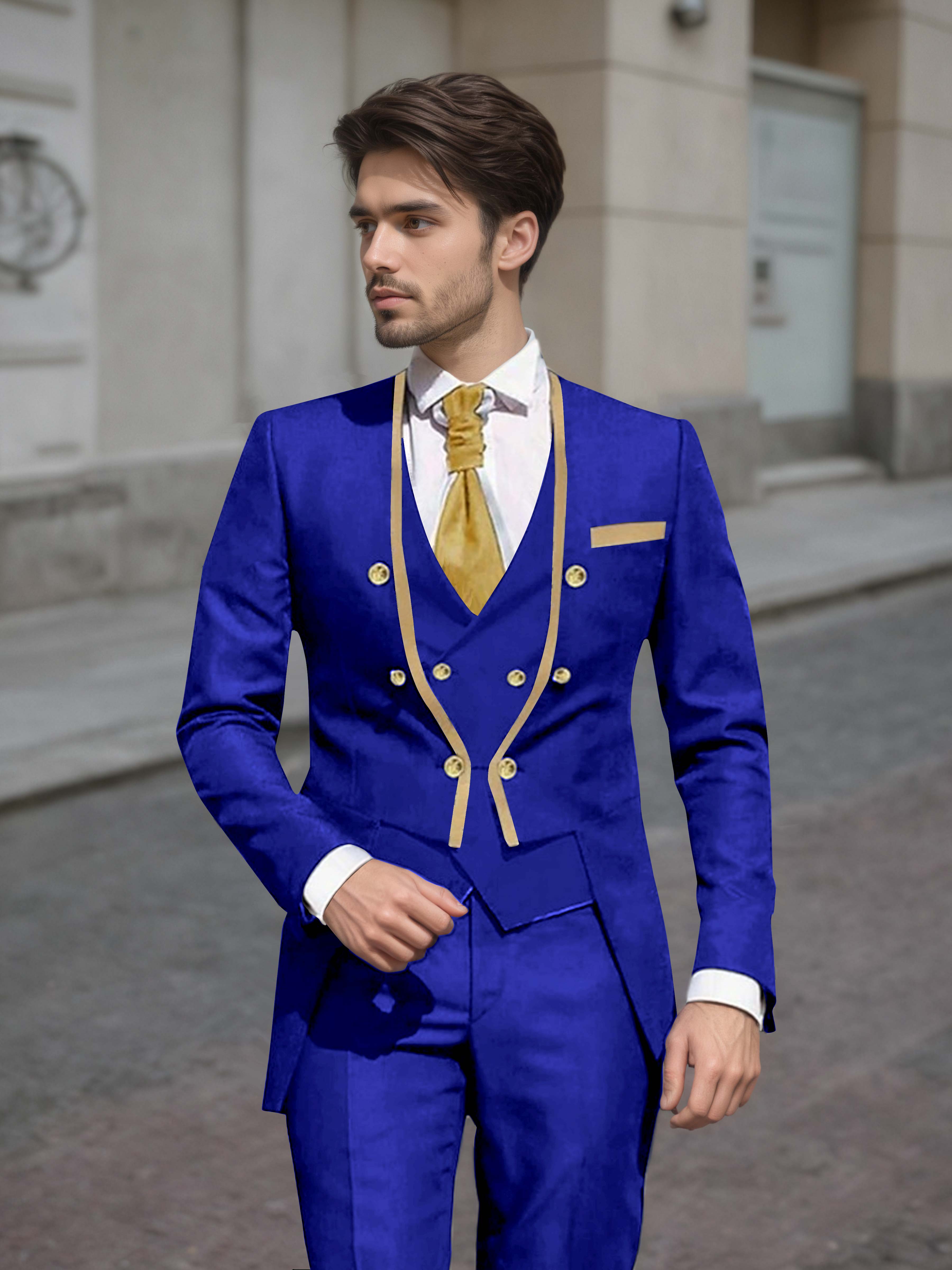 Refined Men's Double Breasted 3 Pieces Wedding Suits UK