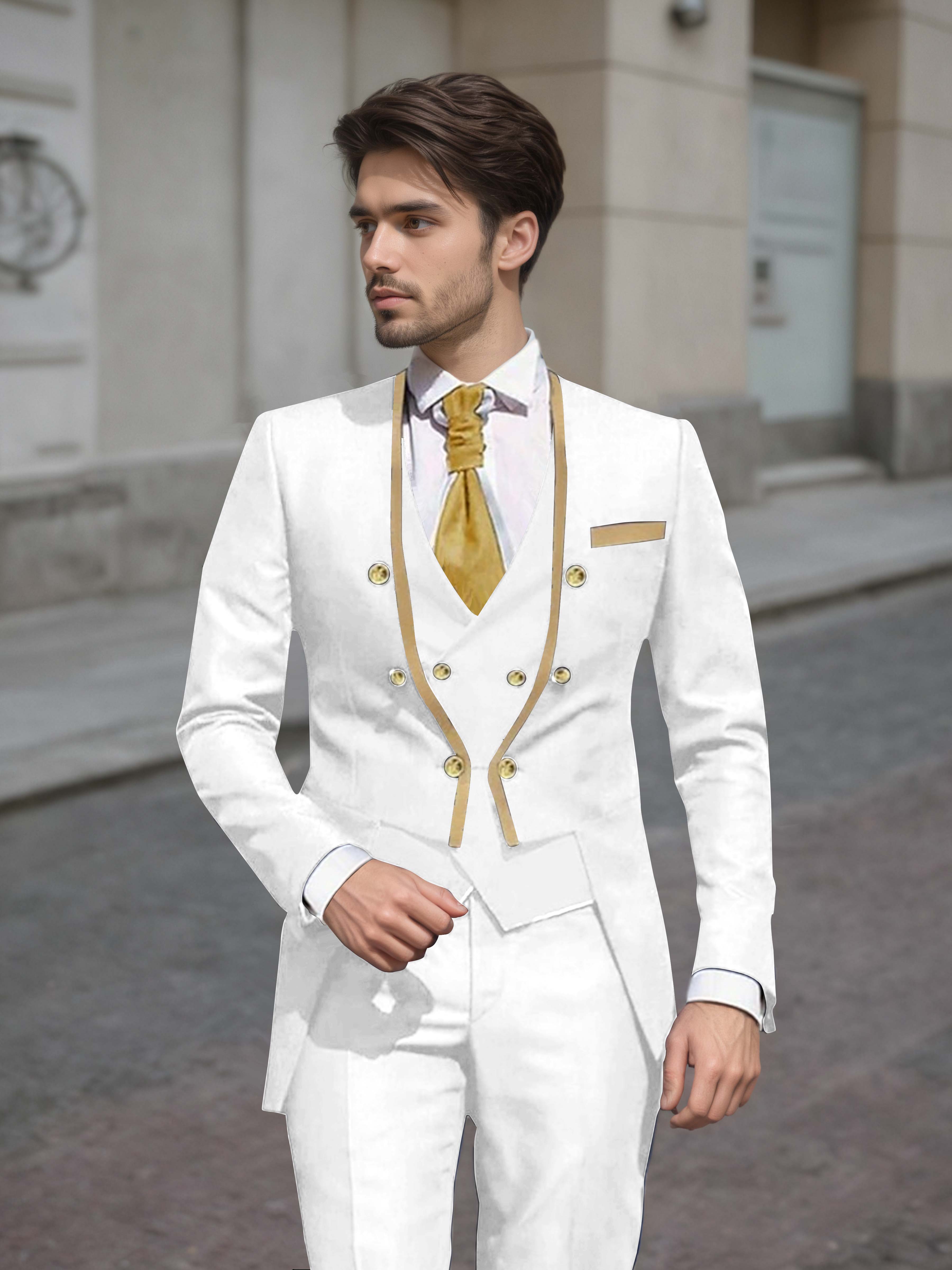 Refined Men's Double Breasted 3 Pieces Wedding Suits UK