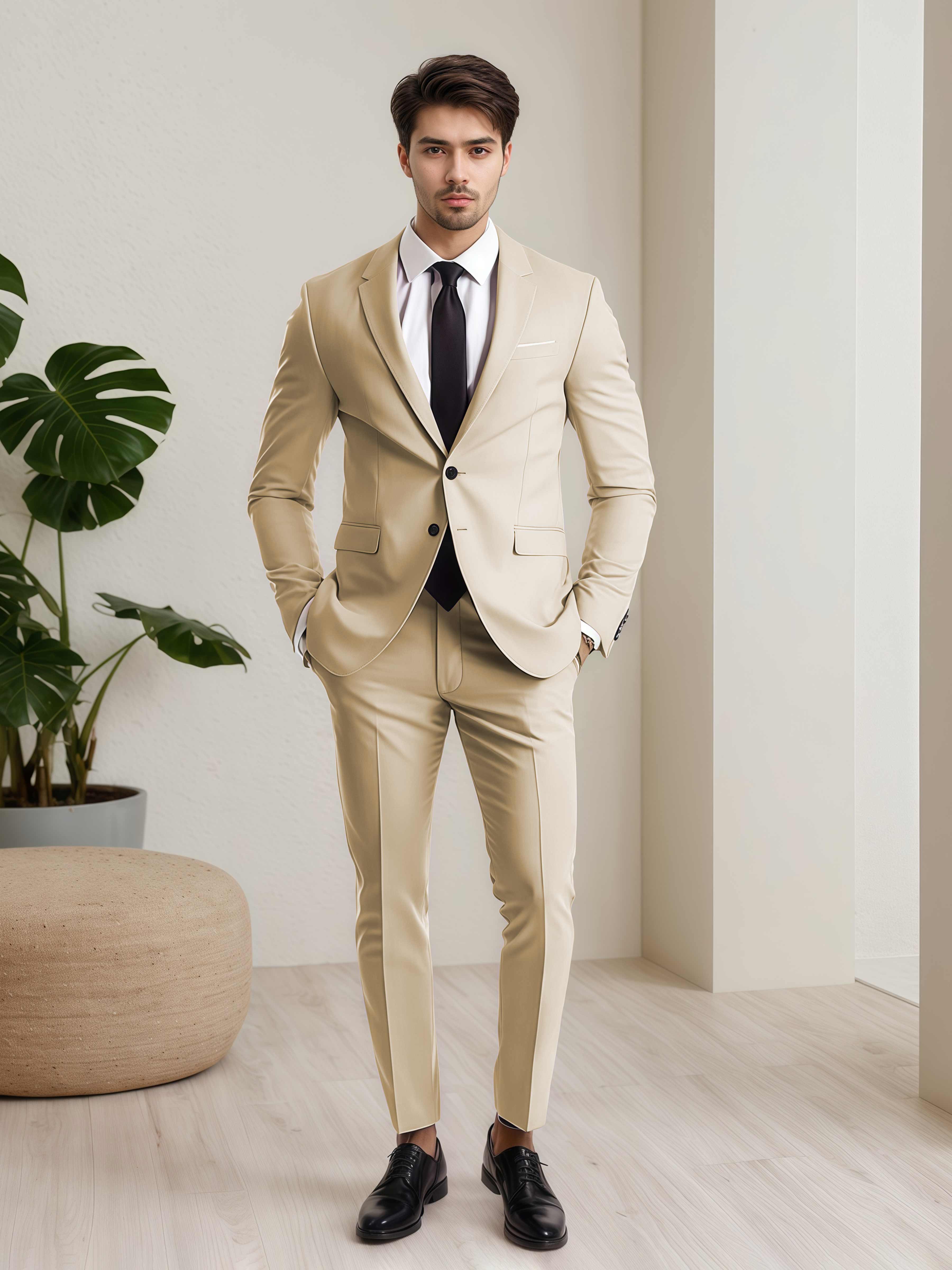 Refined Men's Two Button 2 Pieces Wedding Suits with Pockets