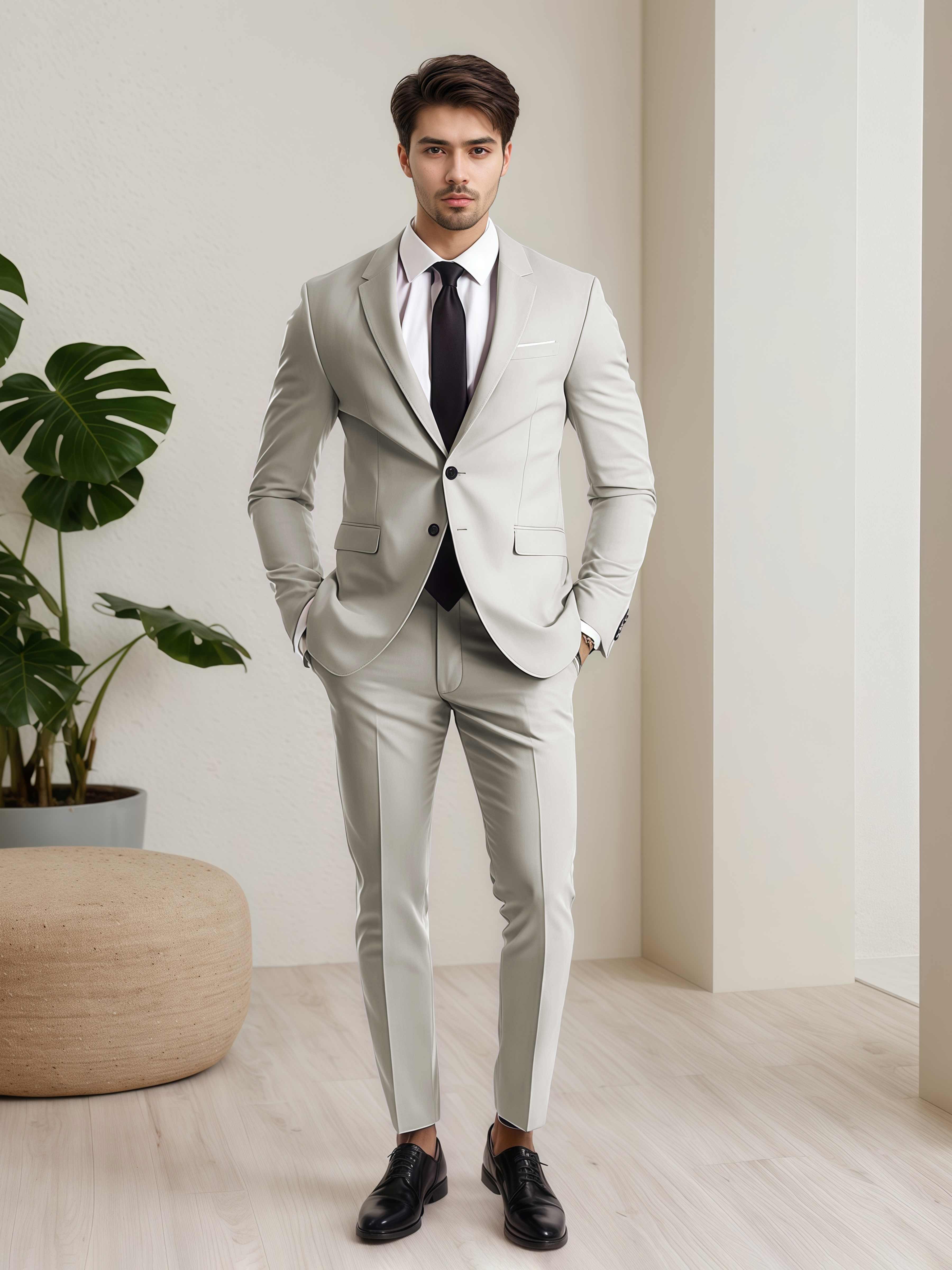 Refined Men's Two Button 2 Pieces Wedding Suits with Pockets