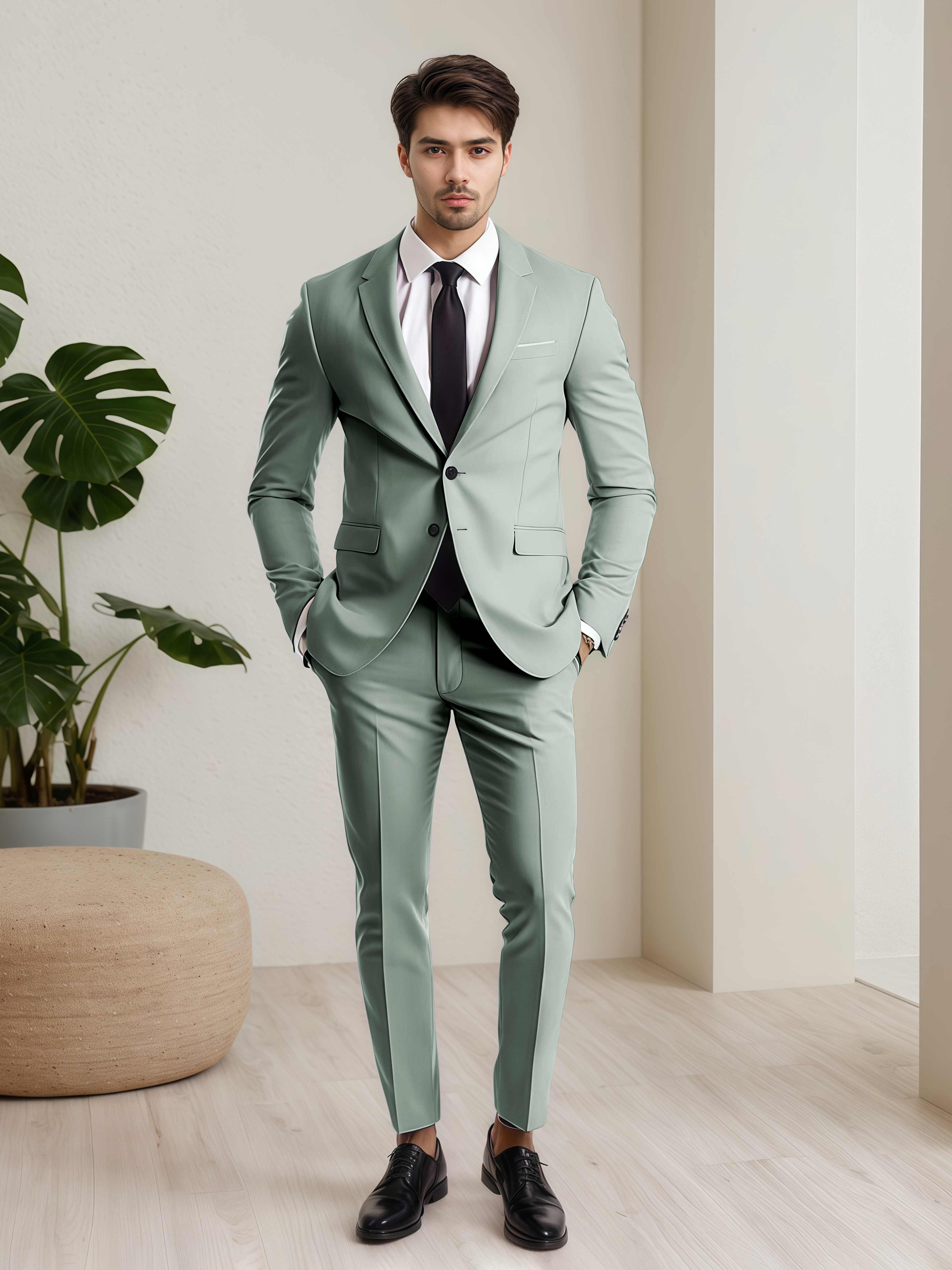 Refined Men's Two Button 2 Pieces Wedding Suits with Pockets