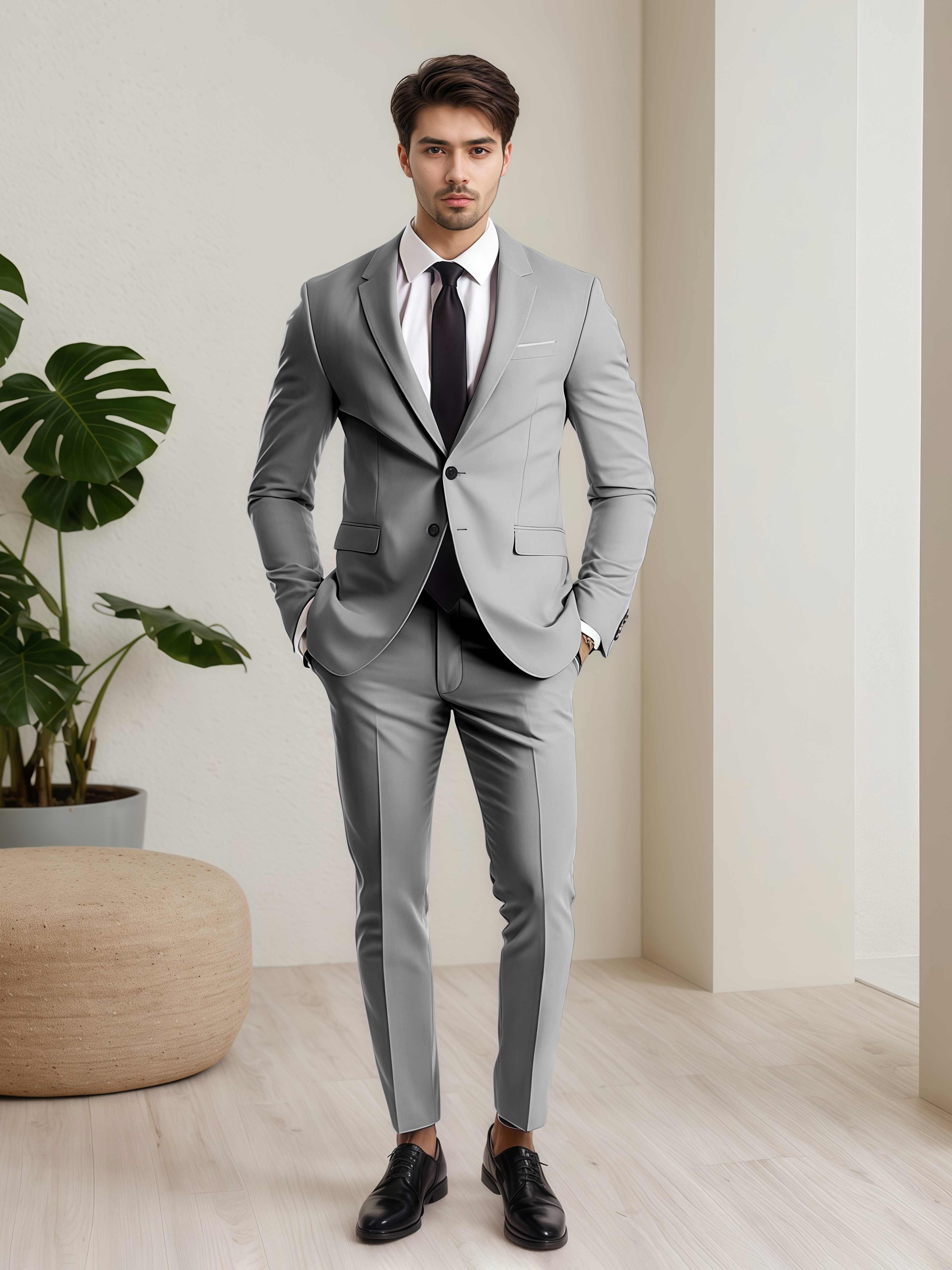 Refined Men's Two Button 2 Pieces Wedding Suits with Pockets