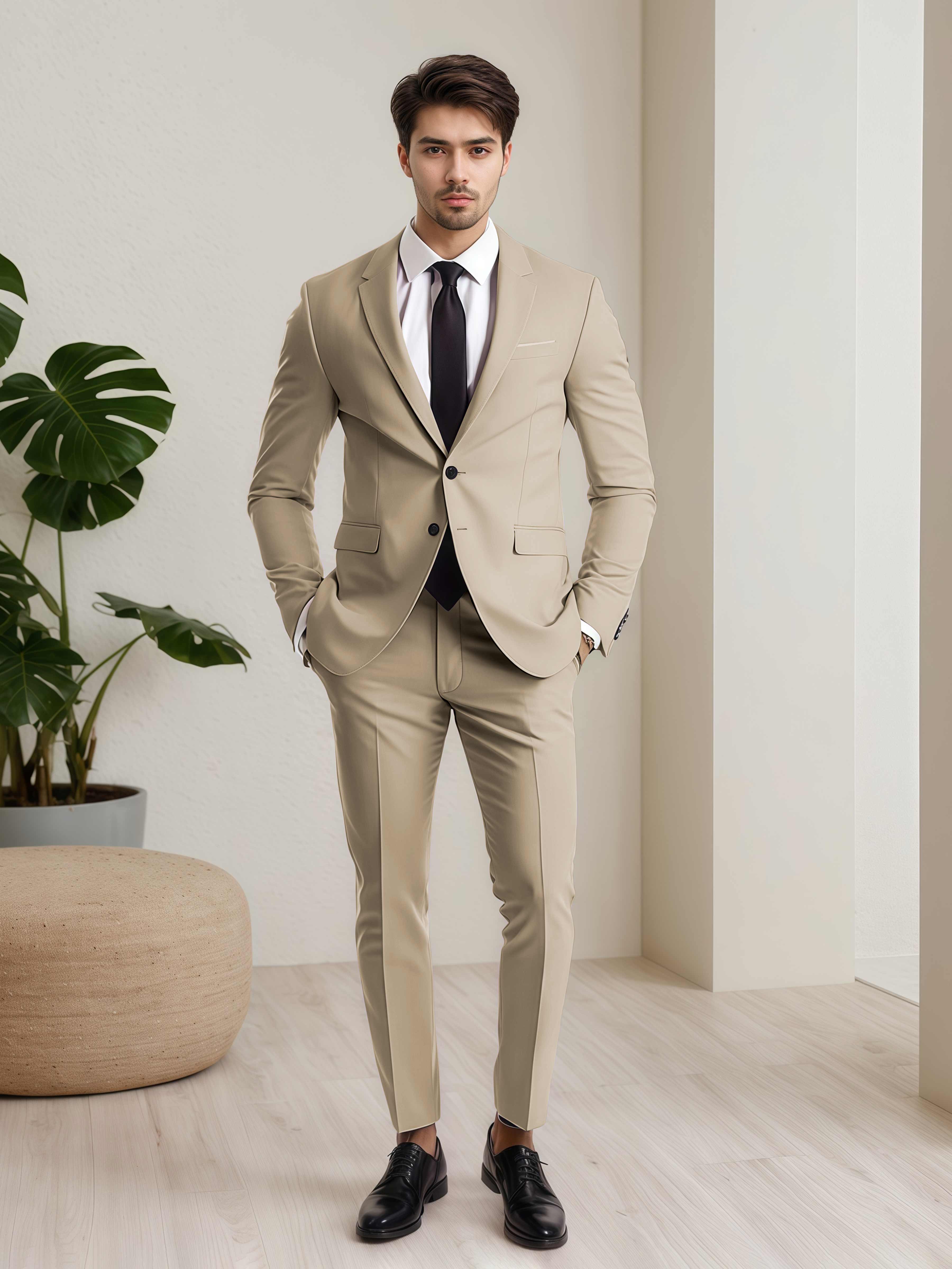 Refined Men's Two Button 2 Pieces Wedding Suits with Pockets