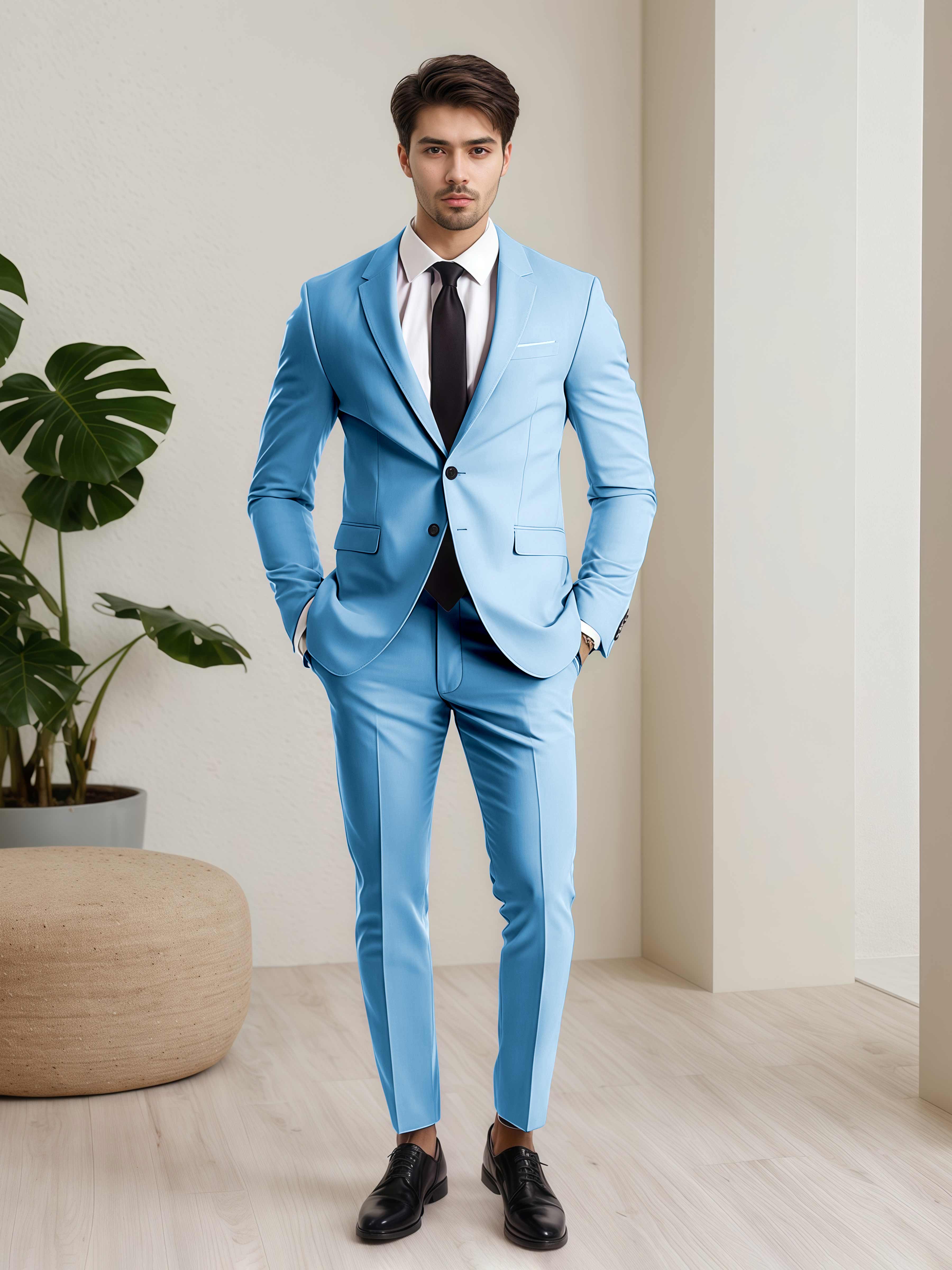 Refined Men's Two Button 2 Pieces Wedding Suits with Pockets