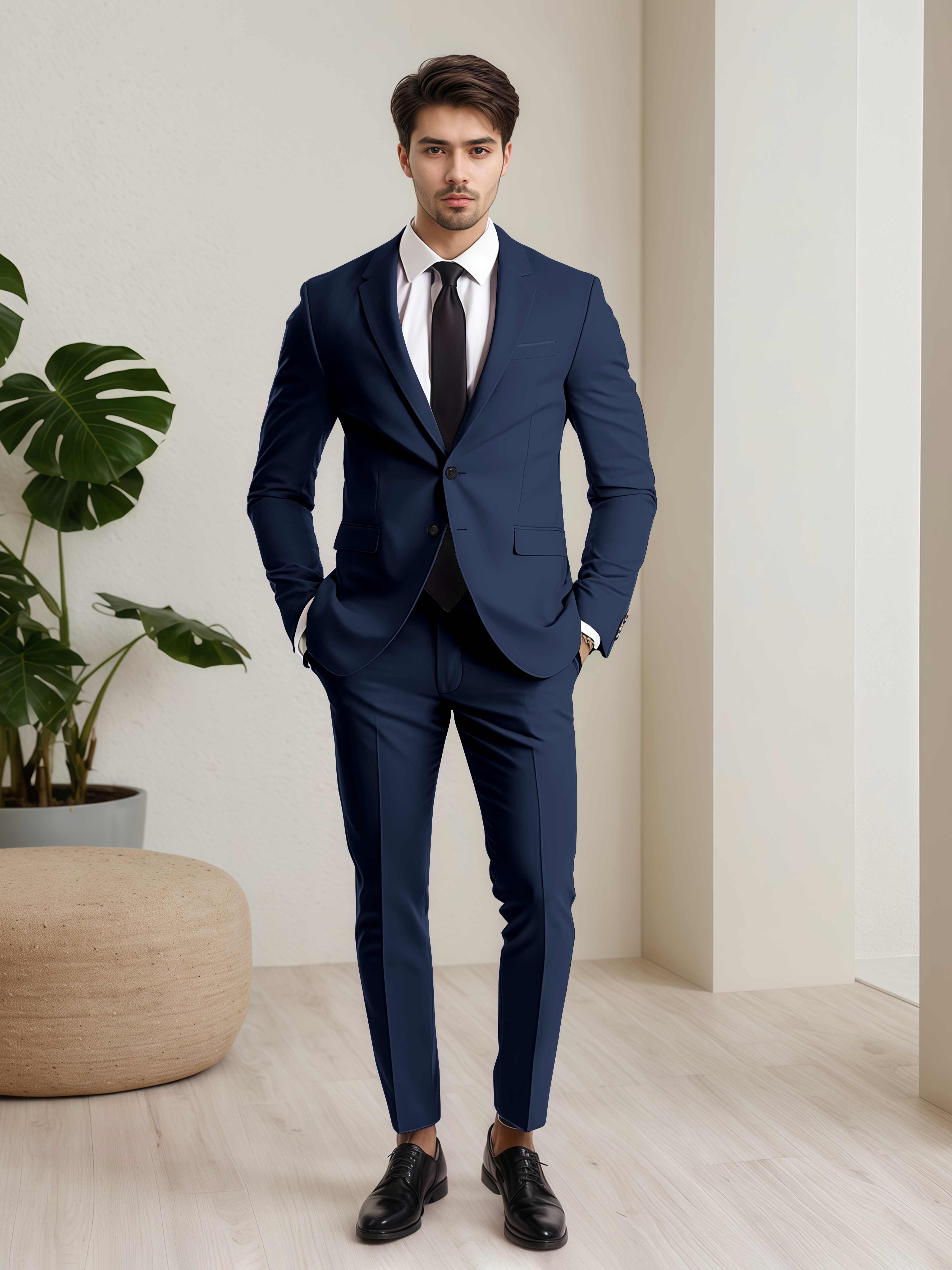 Refined Men's Two Button 2 Pieces Wedding Suits with Pockets