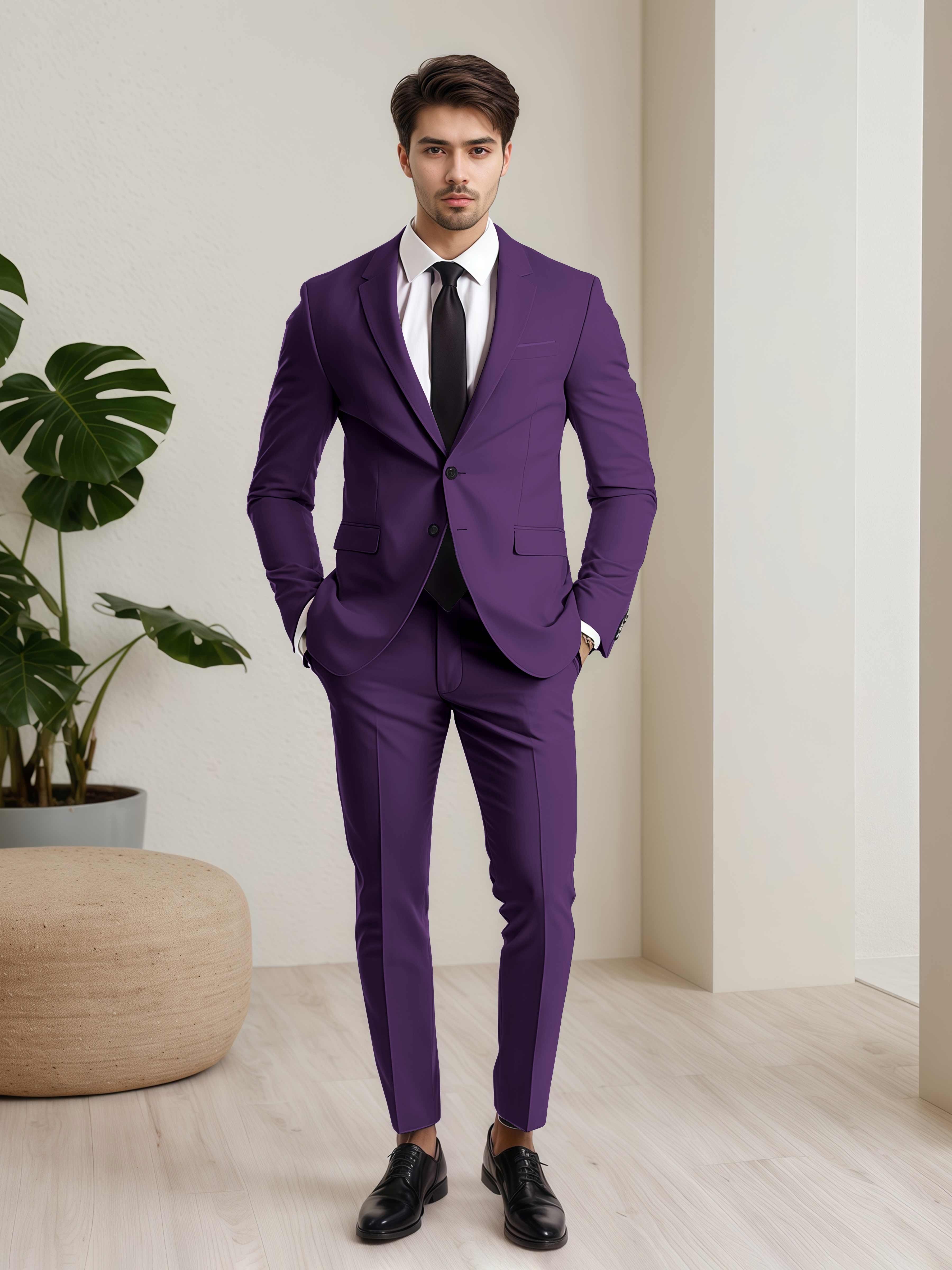 Refined Men's Two Button 2 Pieces Wedding Suits with Pockets