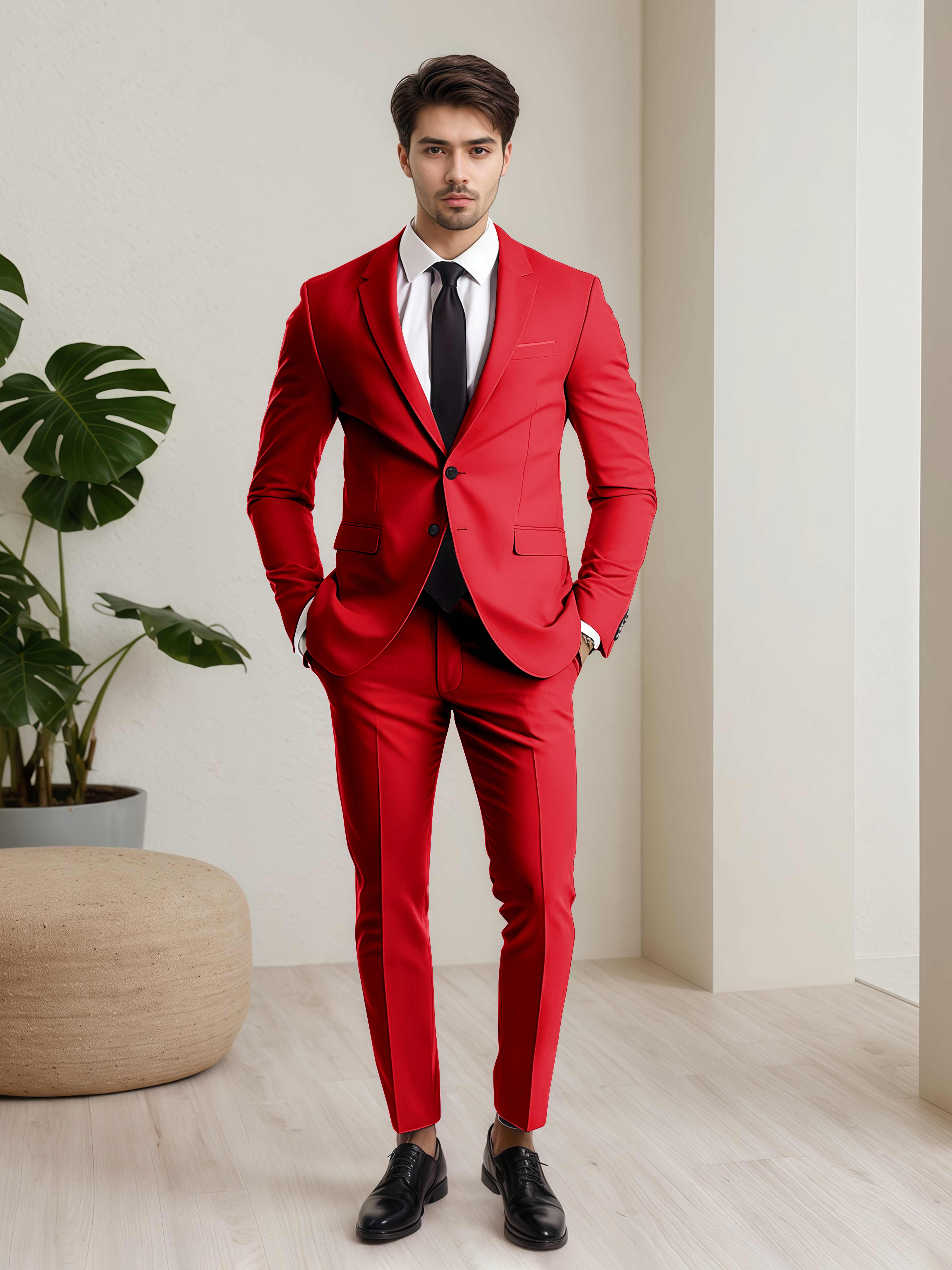 Refined Men's Two Button 2 Pieces Wedding Suits with Pockets