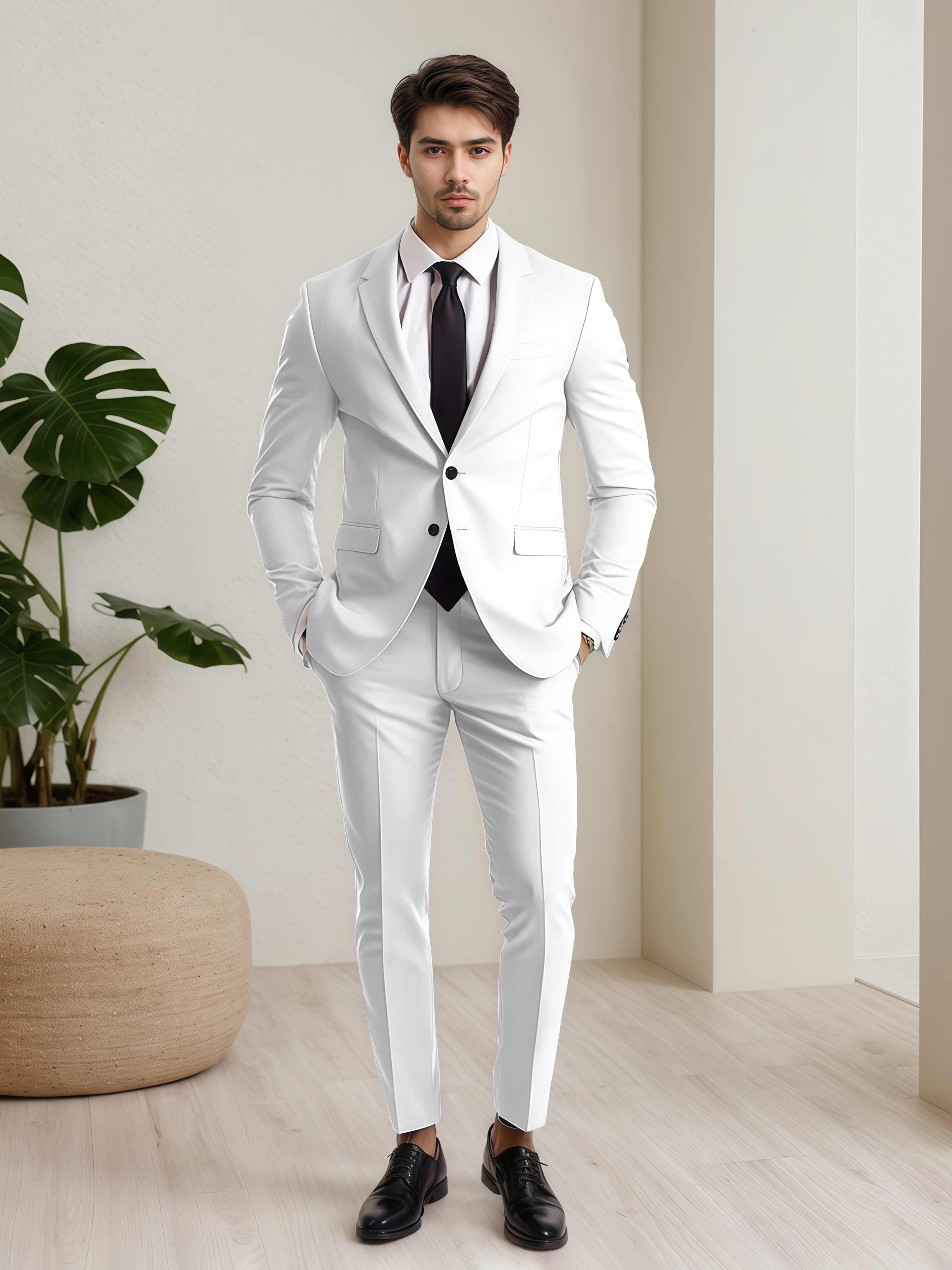 Refined Men's Two Button 2 Pieces Wedding Suits with Pockets