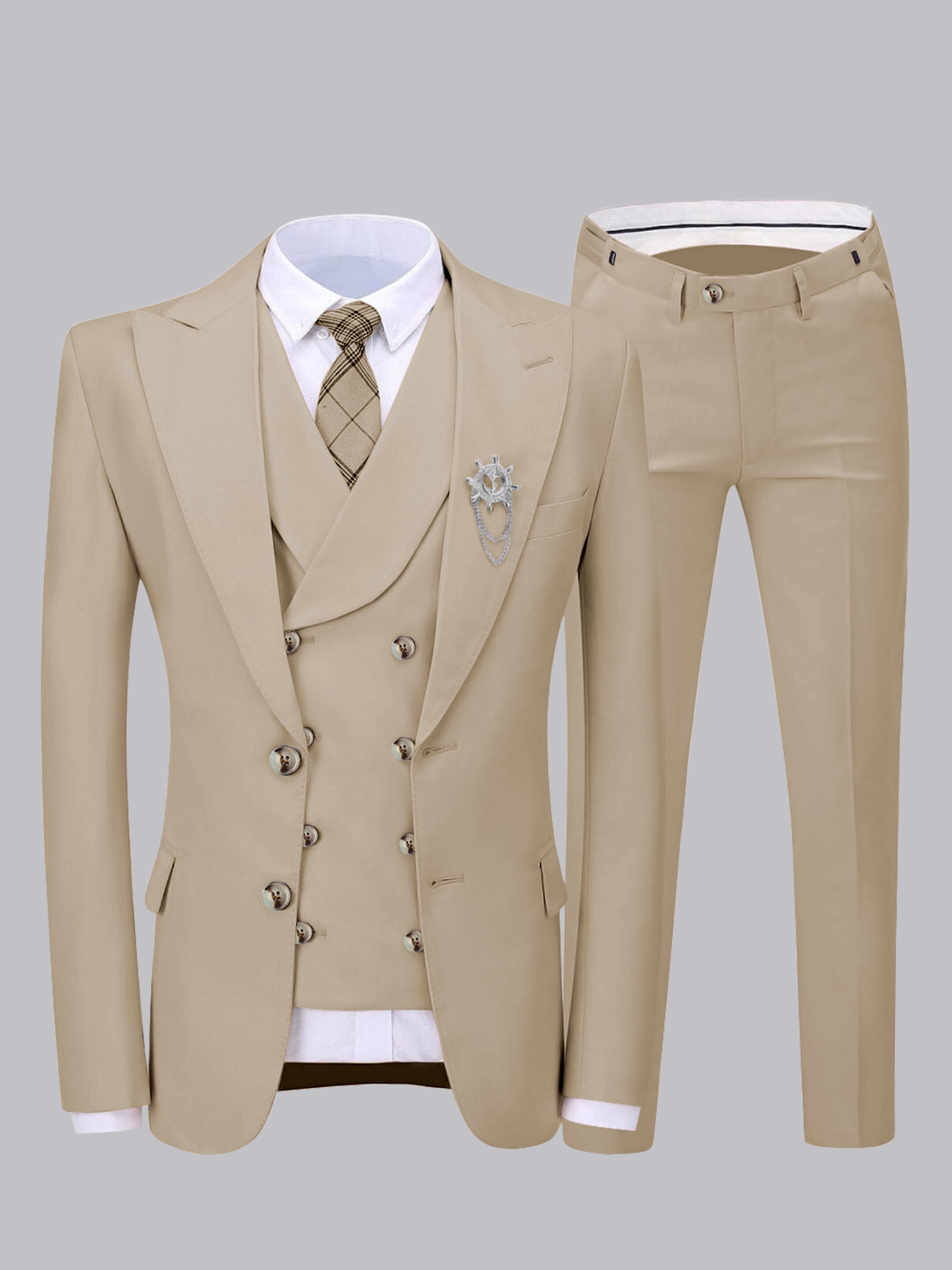 Refined Men's Two Buttons 3 Pieces Wedding Suits