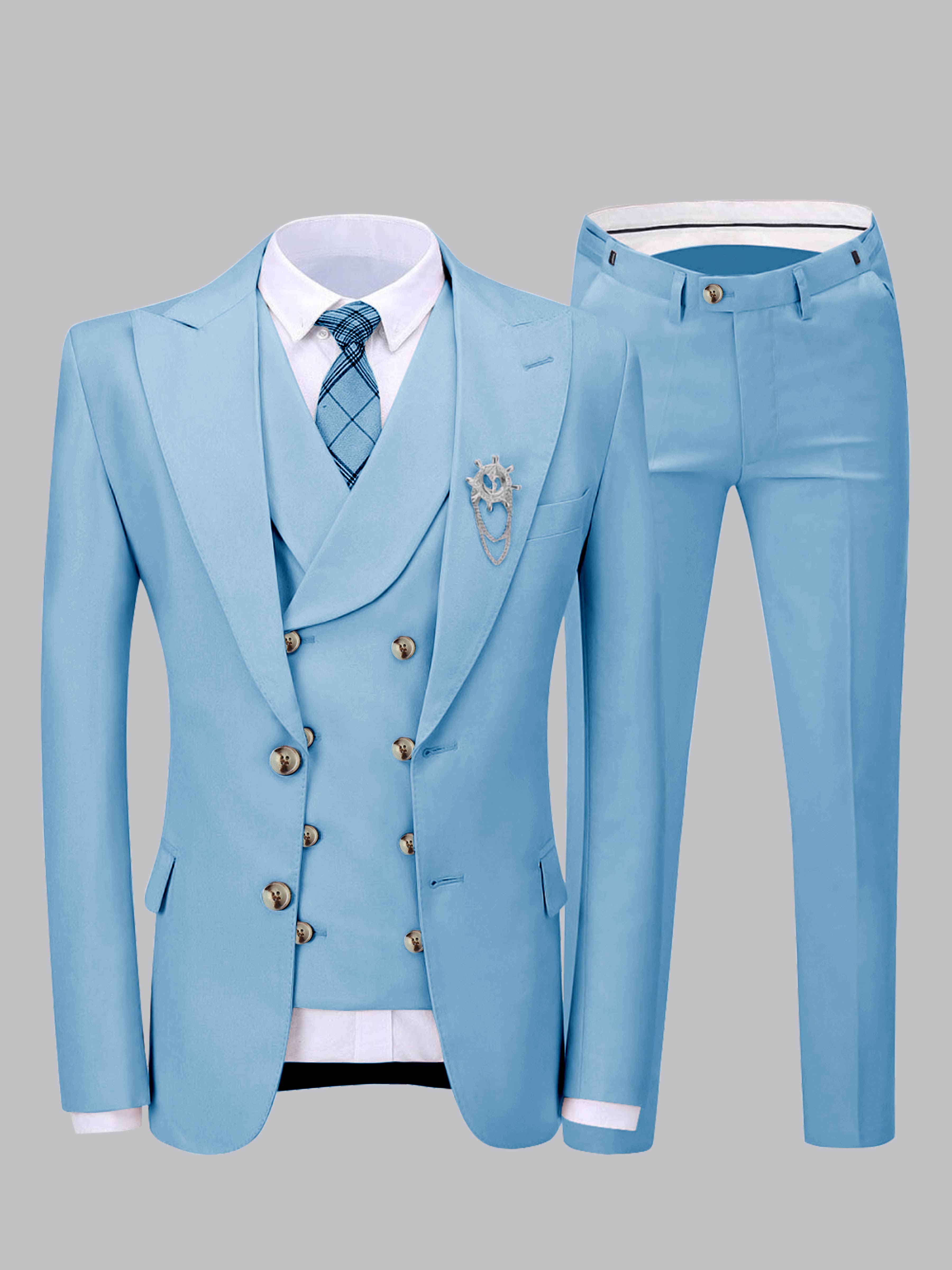 Refined Men's Two Buttons 3 Pieces Wedding Suits