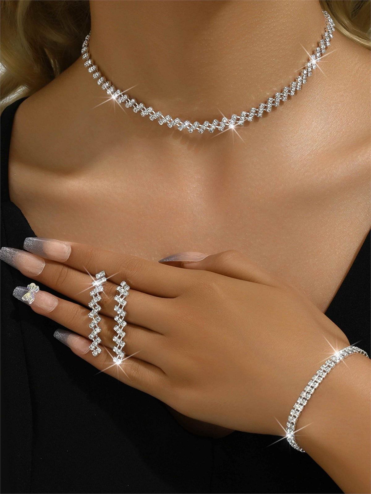 Rhinestone Bridal Statement Jewelry Set