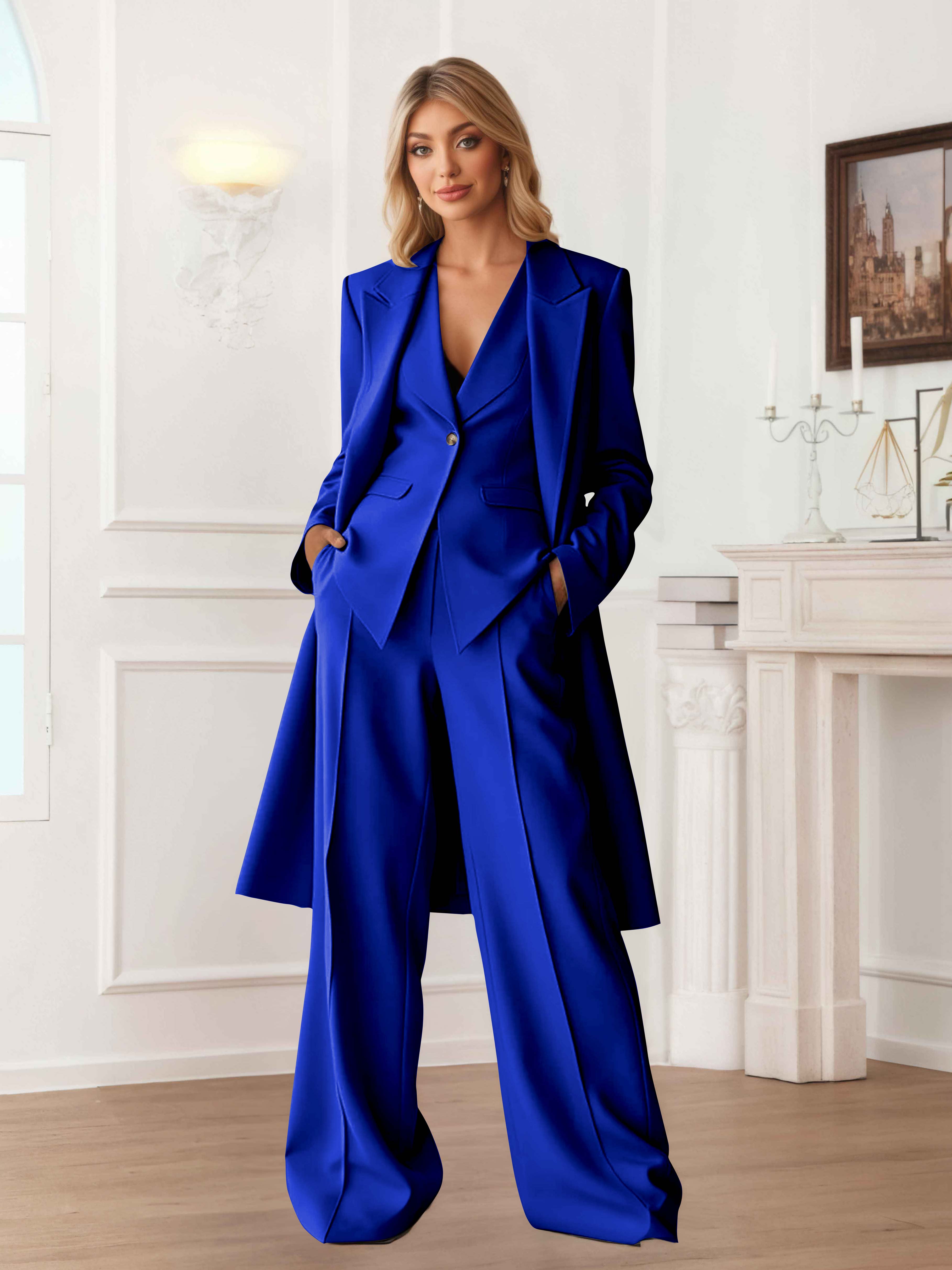 Elegant Women's 3 Pieces Casual Blazer and Pants Set UK