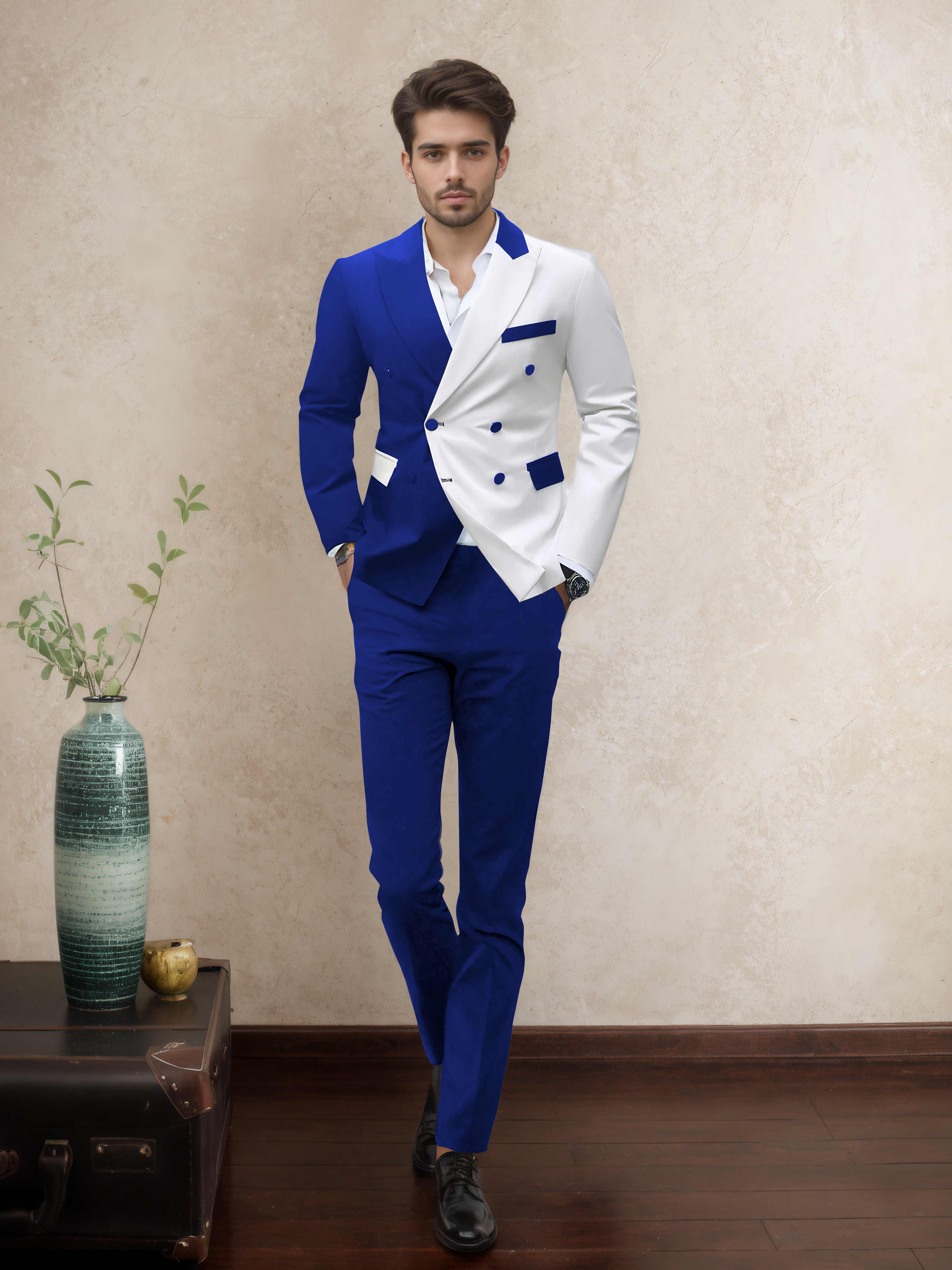 Sophisticated 2 Pieces Men’s Evening Suit Tailored Fit Double Breasted