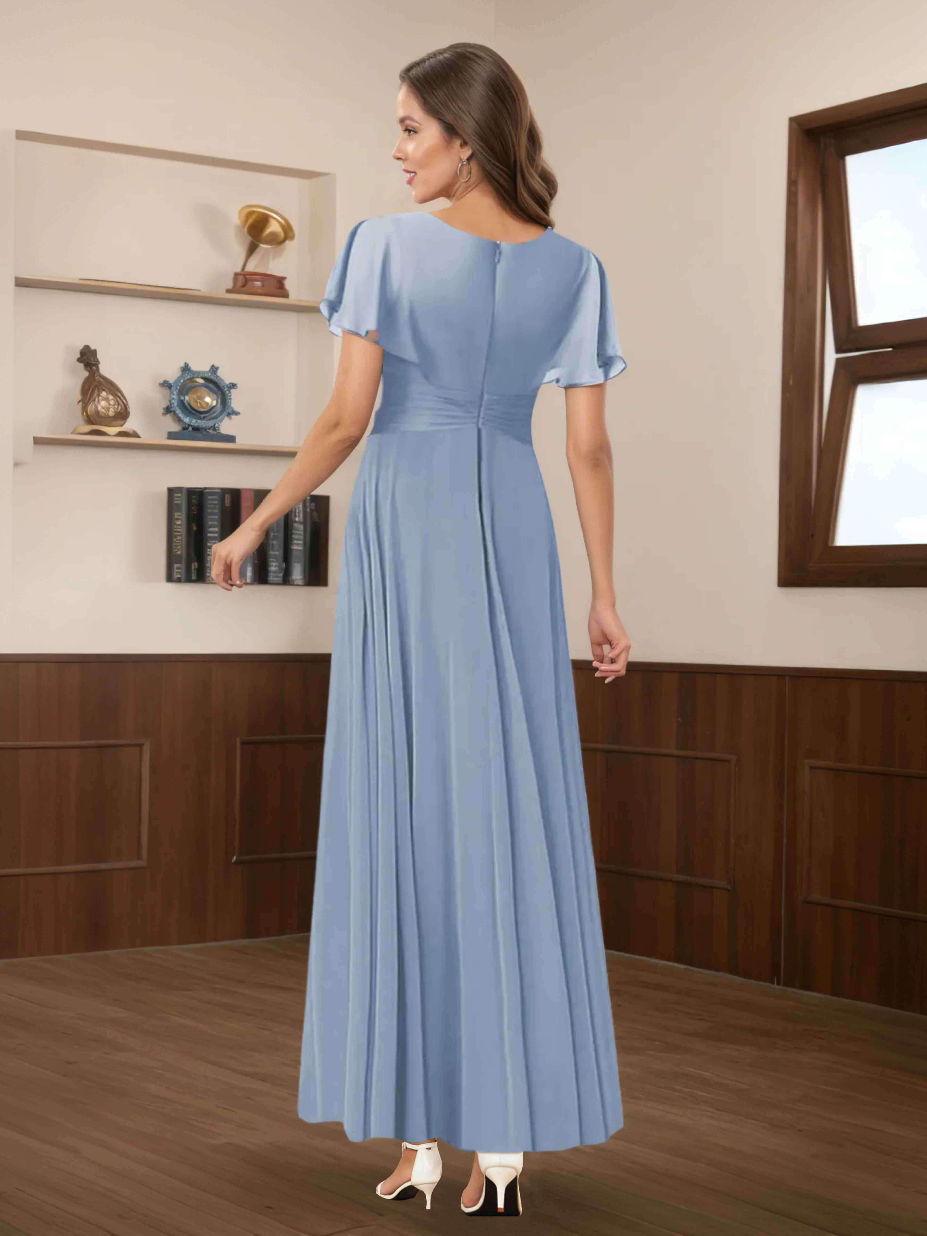 Seraphina Modest Pleated Appliques Floor Length Chiffon Mother of the Bride Dresses