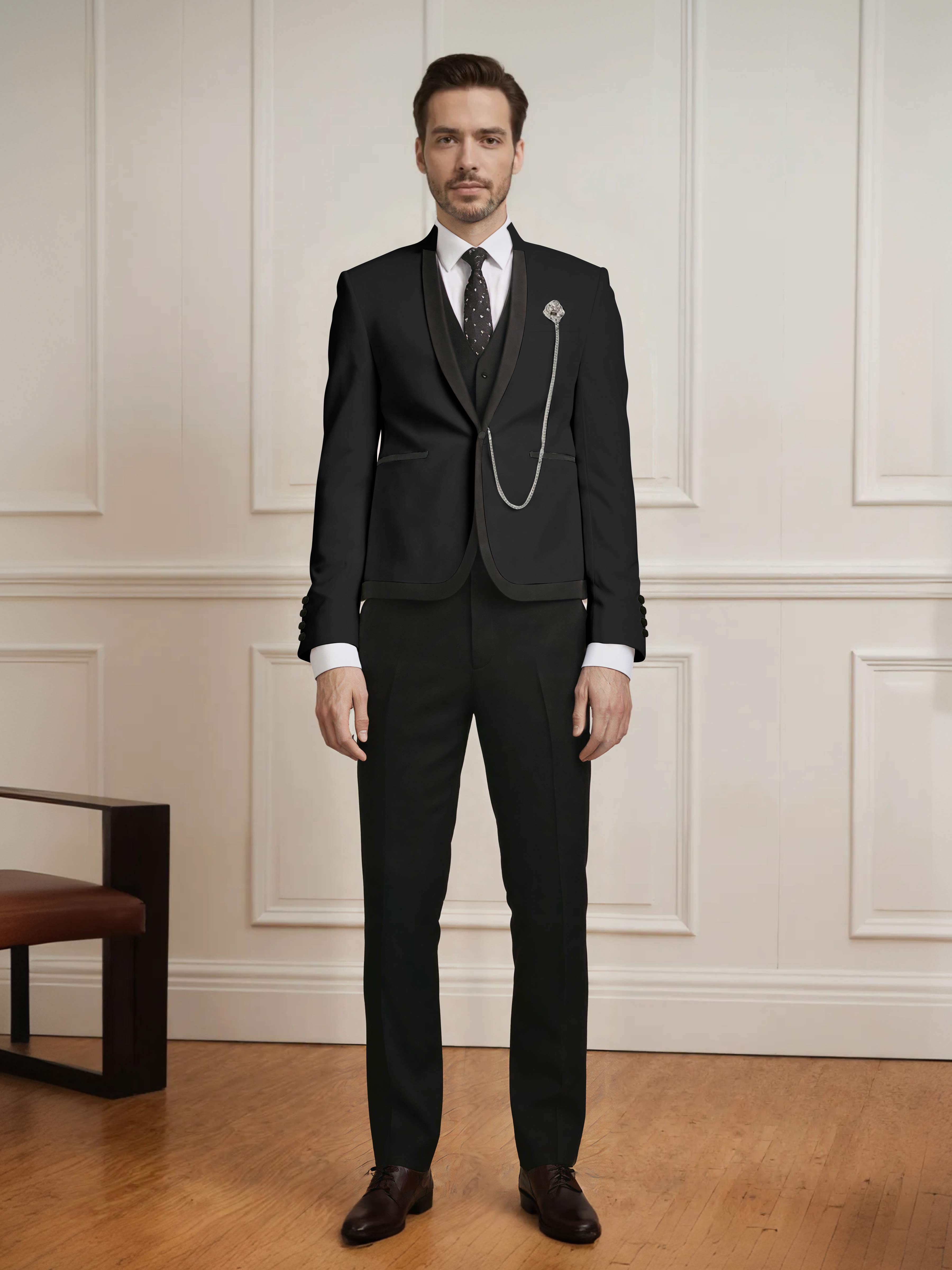 Sharp Men's 3 Pieces Slim Fit One Button Wedding Suit