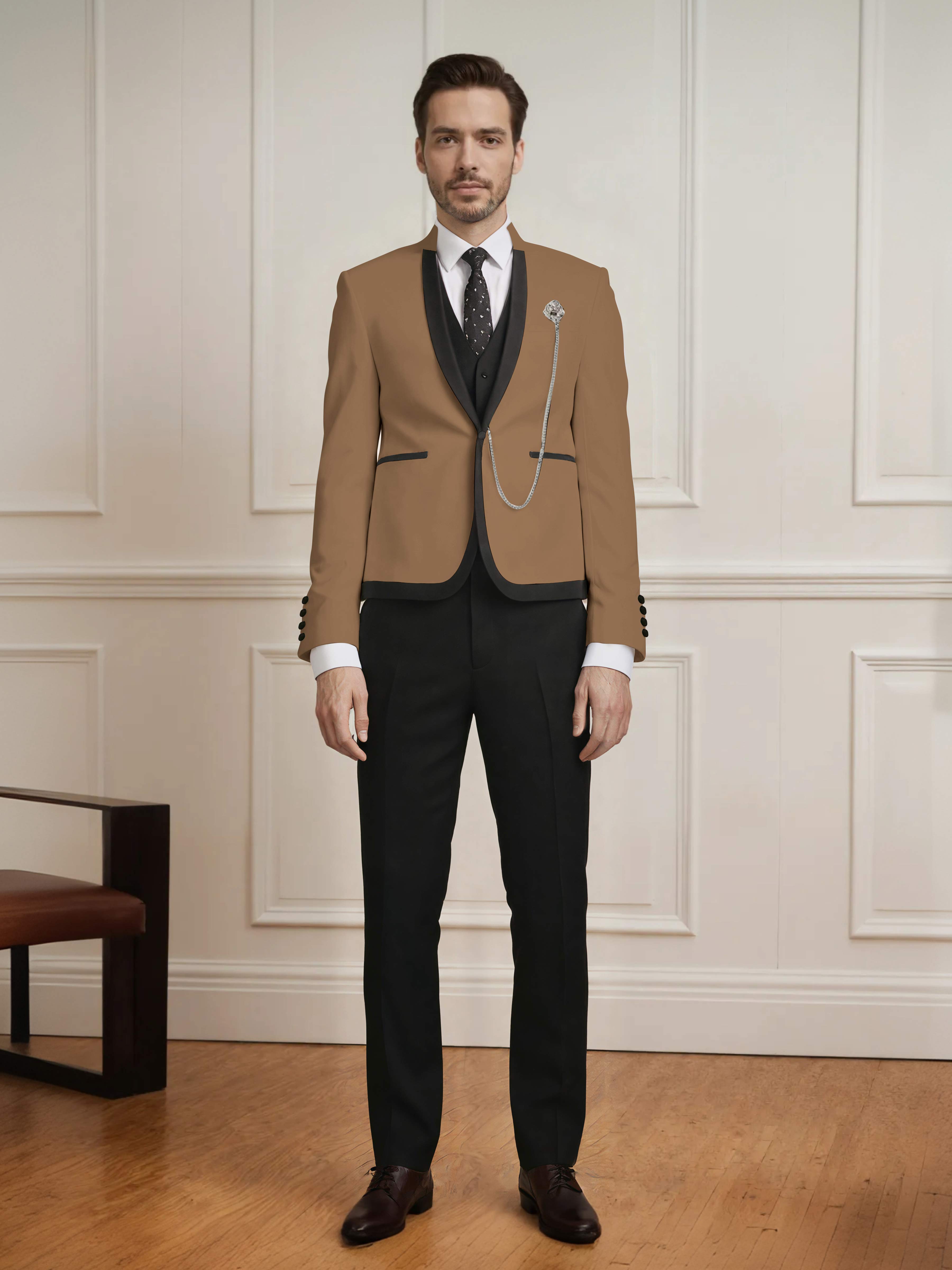 Sharp Men's 3 Pieces Slim Fit One Button Wedding Suit