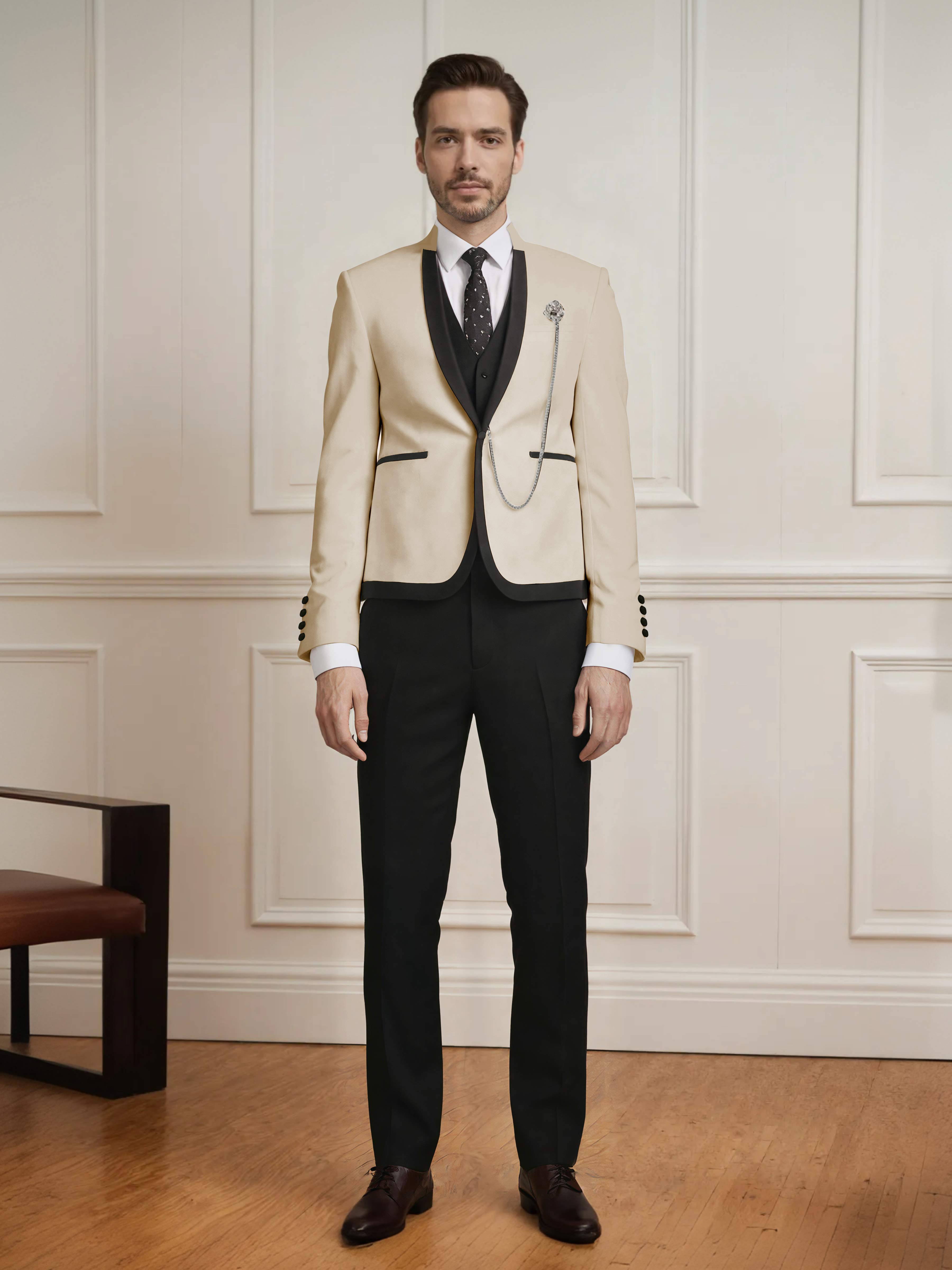 Sharp Men's 3 Pieces Slim Fit One Button Wedding Suit